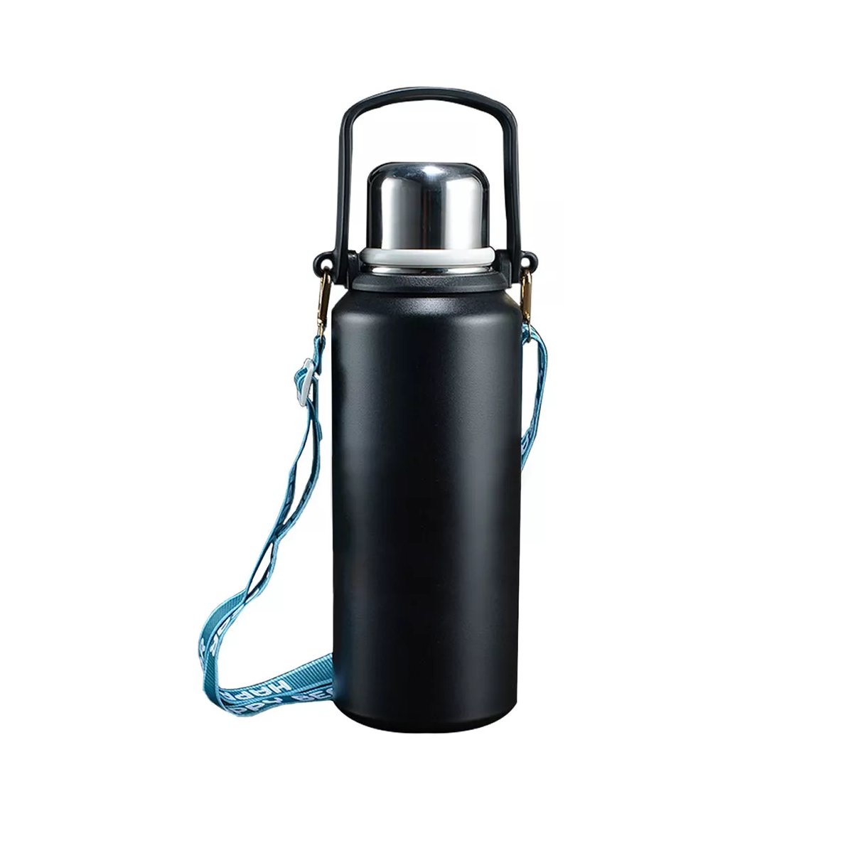 Foto 2 pulgar | Termo de Acero Inoxidable Negro de 1500 ml con Tapa a Prueba de Fugas y Asa