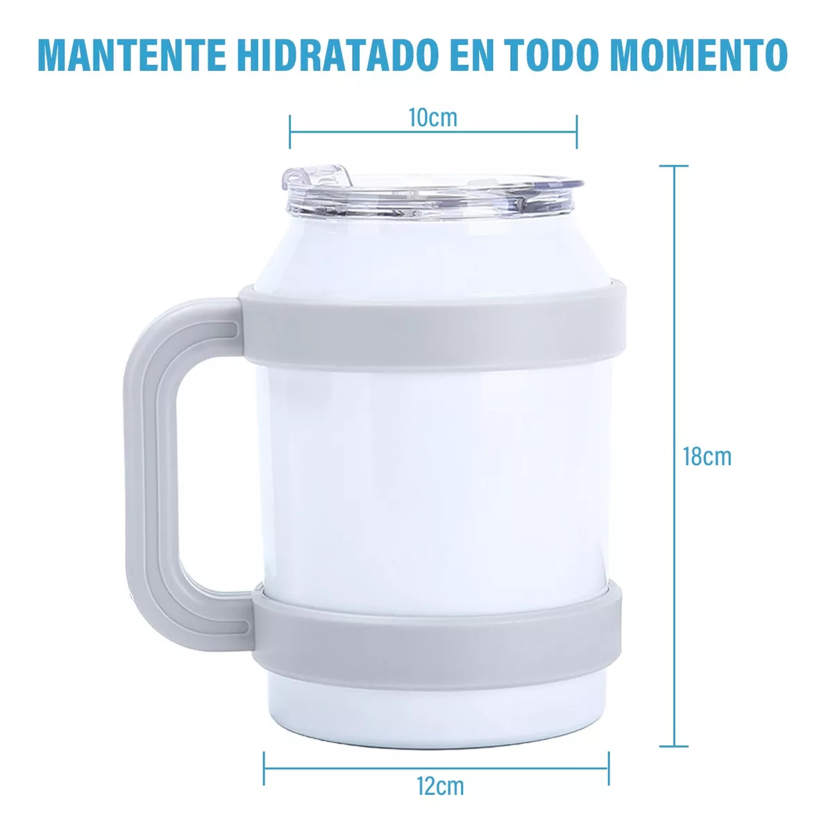 Foto 4 pulgar | Vaso Térmico de Acero Inoxidable Blanco 50 Oz con Popote y Asa