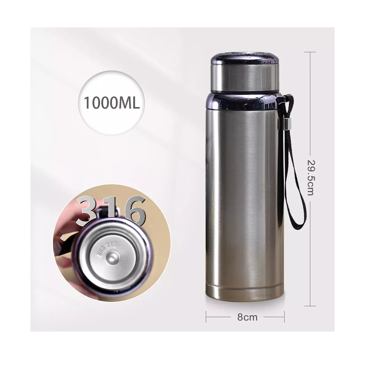 Foto 2 | Termo De Acero Inoxidable Aislado Al Vacío 1000ml 3 Pack Eo Safe Imports Esi-15972  Plata