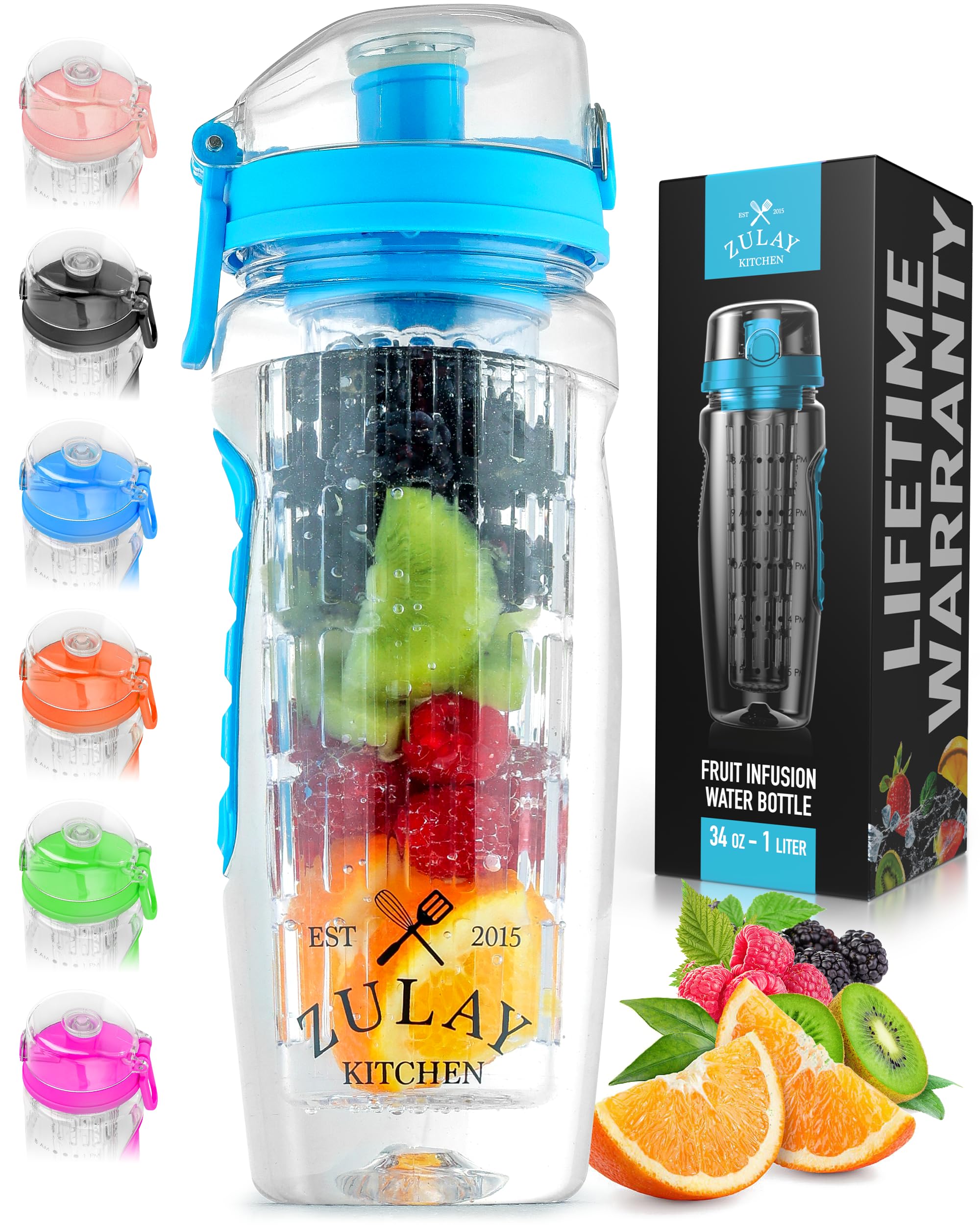 Foto 2 pulgar | Botella De Agua Zulay De 1 Litro Con Infusor De Fruta, A Prueba De Fugas, Color Azul - Venta Internacional.