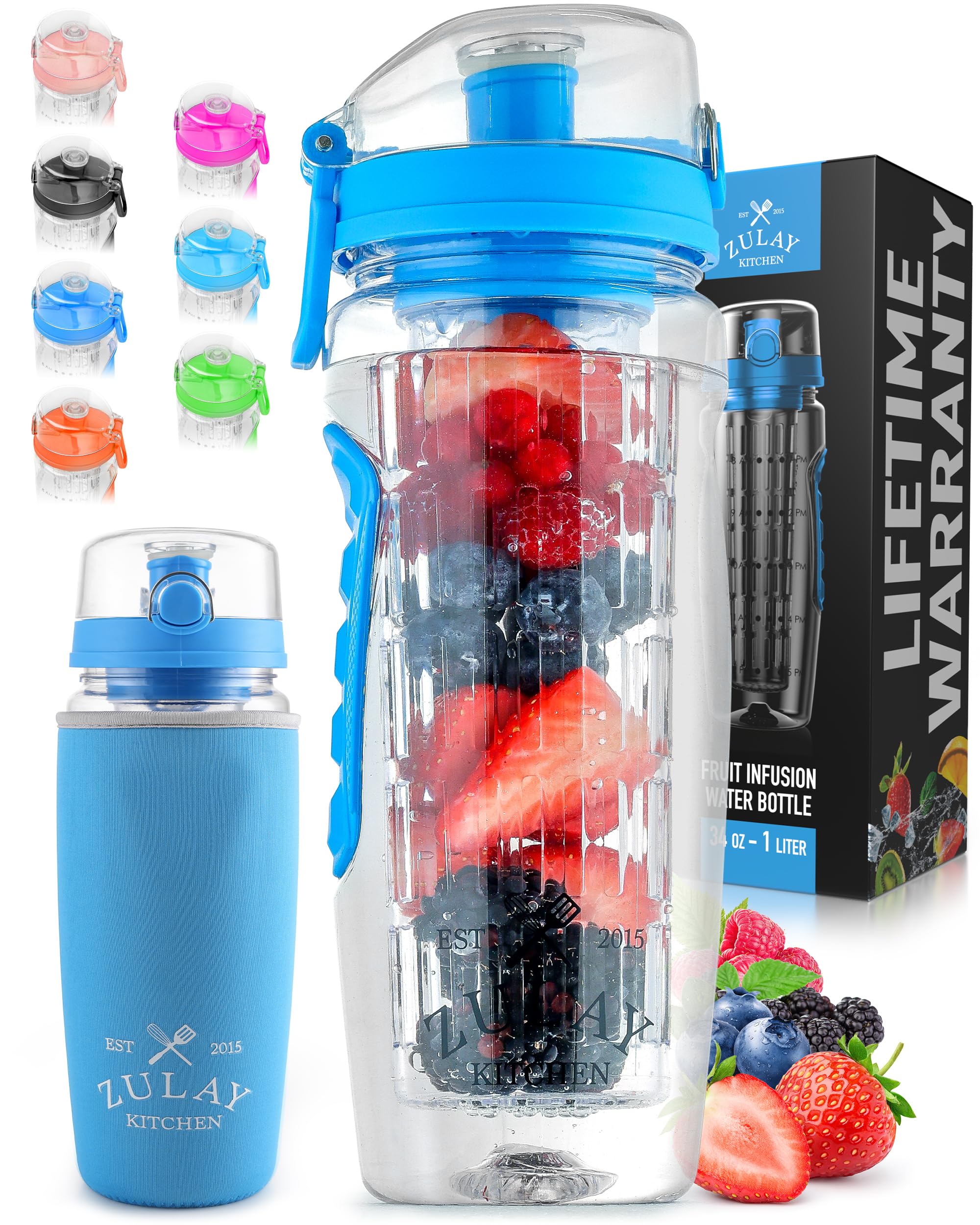 Foto 2 pulgar | Botella De Agua Zulay De 1 Litro Con Infusor De Fruta A Prueba De Fugas, Color Azul Océano - Venta Internacional.