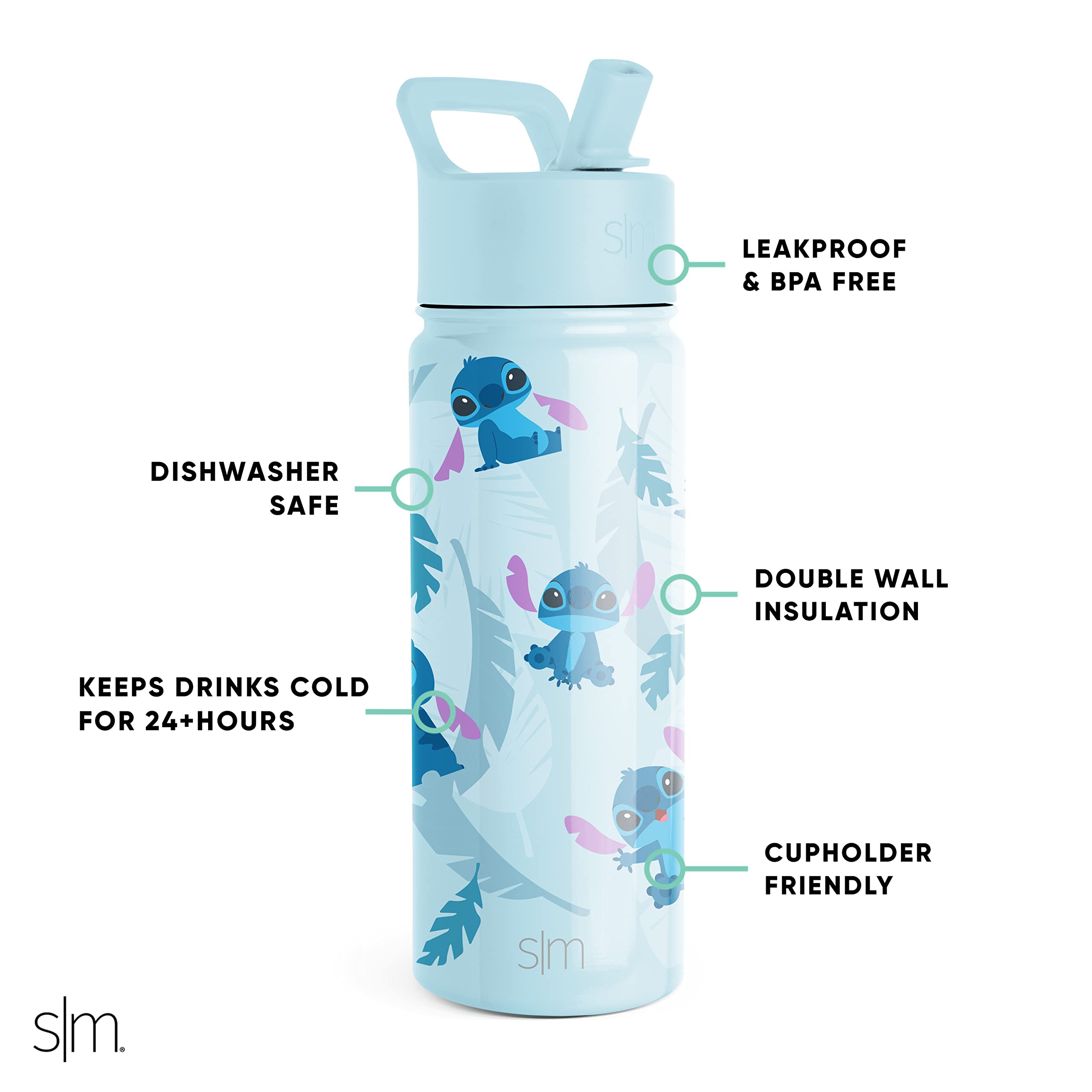 Foto 2 | Botella De Agua Simple Modern Disney Stitch 530 Ml Para Niñas - Venta Internacional.