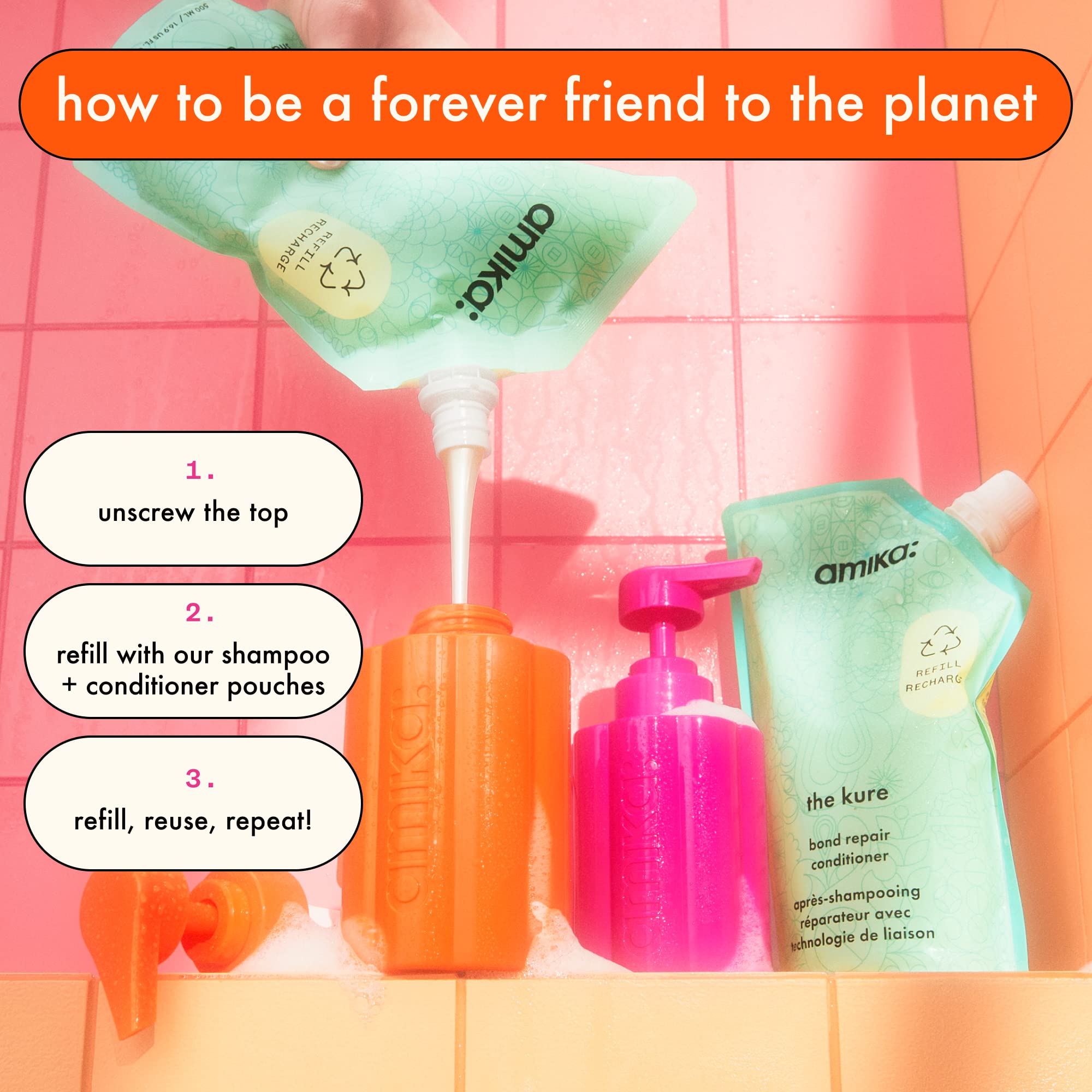 Foto 5 pulgar | Botella Rellenable Amika Forever Friend Tritan Plastic - Venta Internacional.