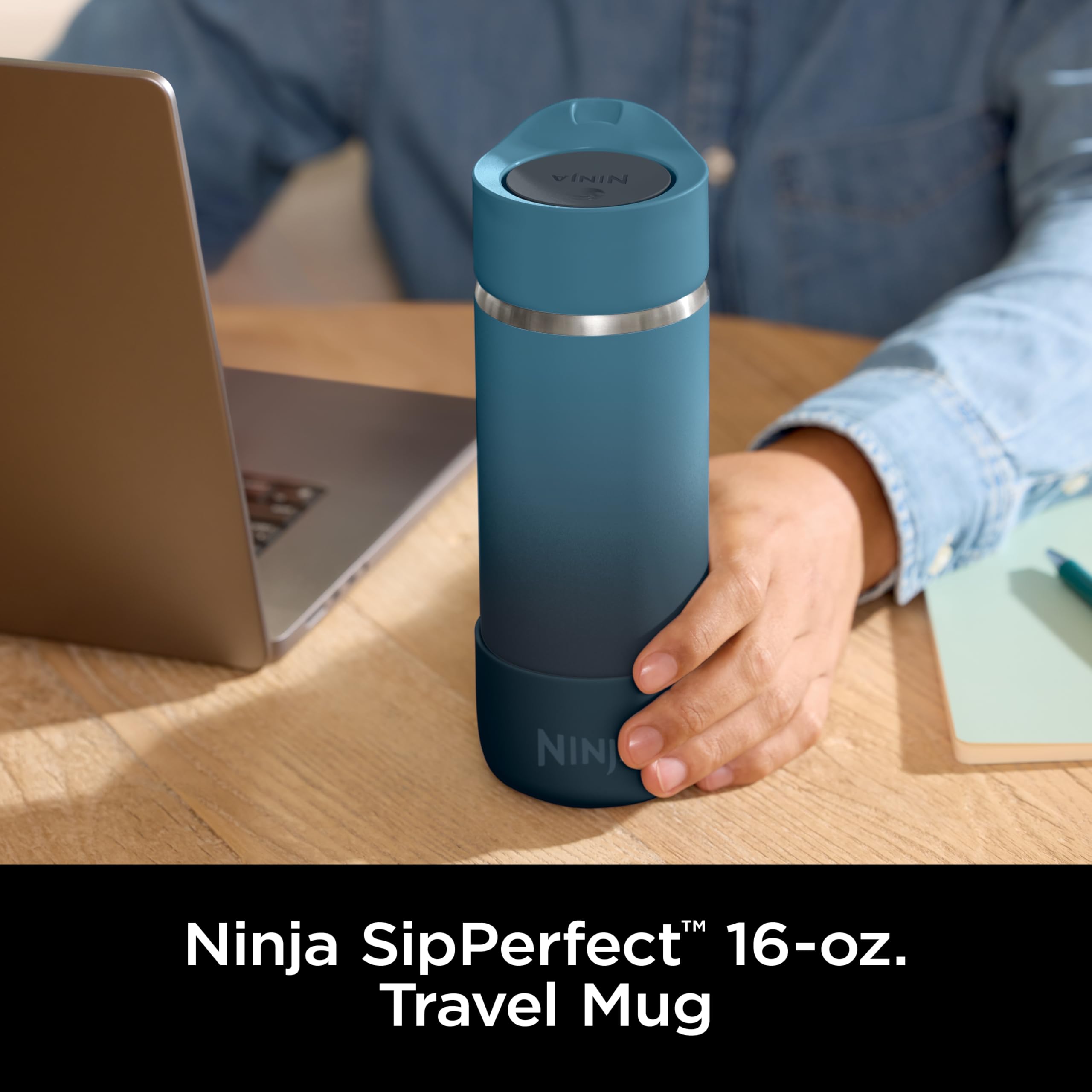 Foto 3 pulgar | Taza De Viaje Ninja Sip Perfect, 473 Ml, Acero Inoxidable, Azul Océano - Venta Internacional.