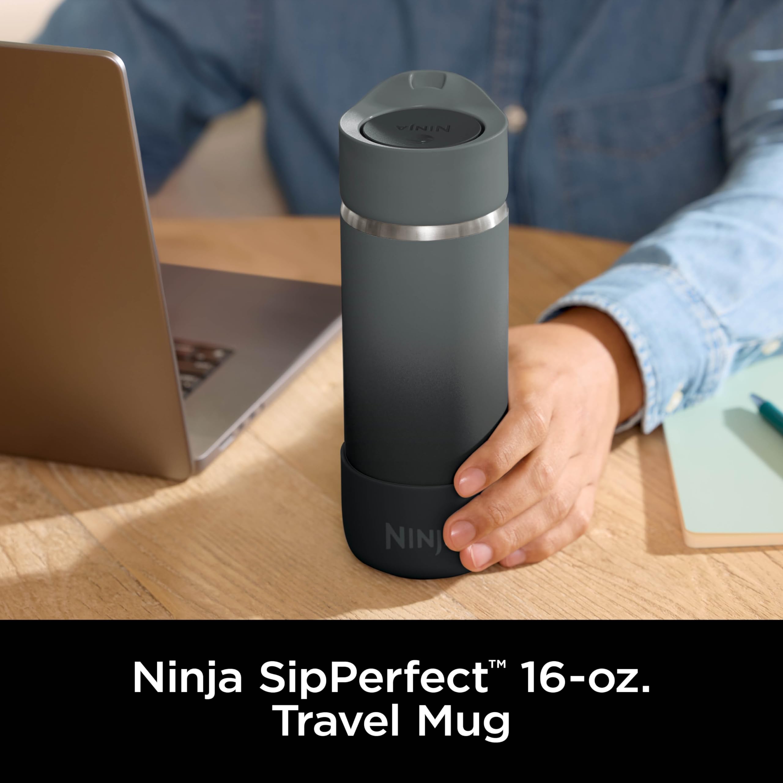 Foto 3 pulgar | Taza De Viaje Ninja Sip Perfect, 473 Ml, Acero Inoxidable, Ónice, Color Negro - Venta Internacional.