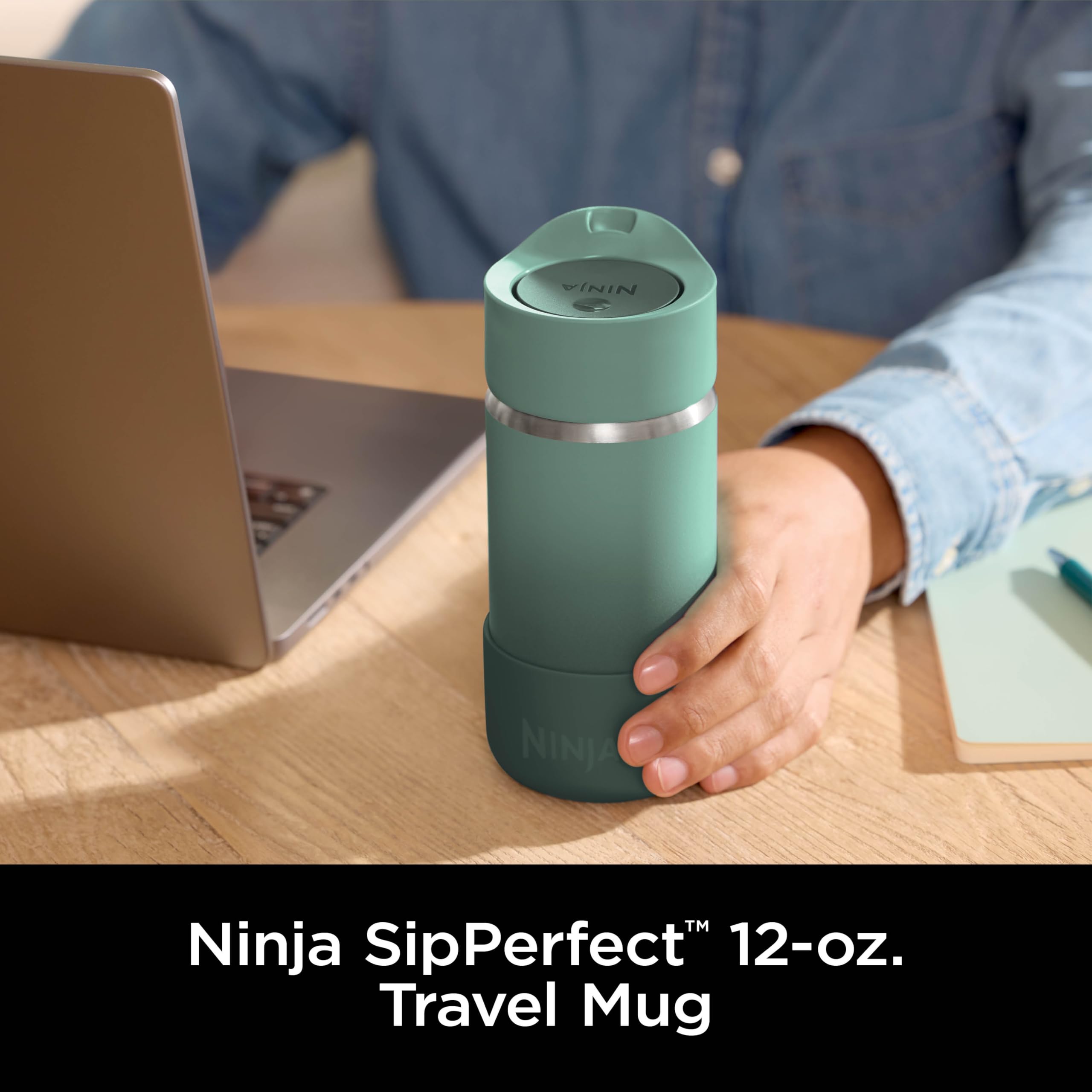 Foto 3 pulgar | Taza De Viaje Ninja Sip Perfect, 350 Ml, Acero Inoxidable, Color Verde - Venta Internacional.