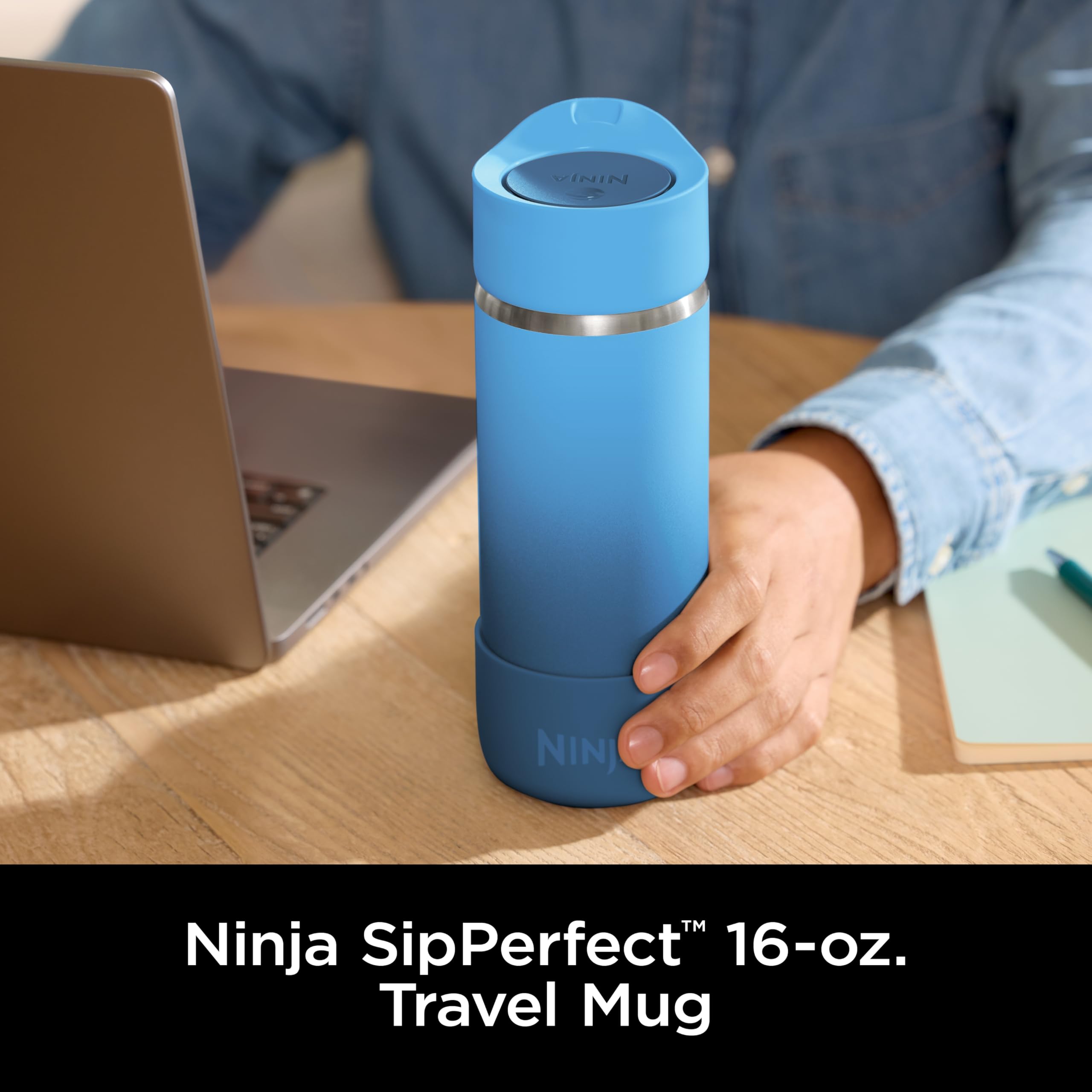 Foto 3 pulgar | Taza De Viaje Ninja Sip Perfect 473 Ml De Acero Inoxidable Azul - Venta Internacional.