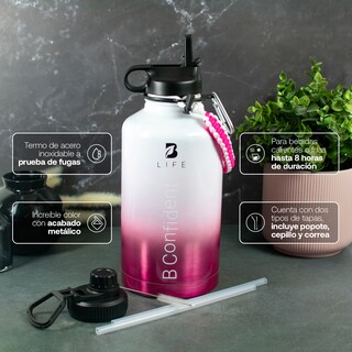 Foto 3 | Botella Térmica Rosa Mantiene Frío y Calor de Acero Inoxidable 2 L B Life