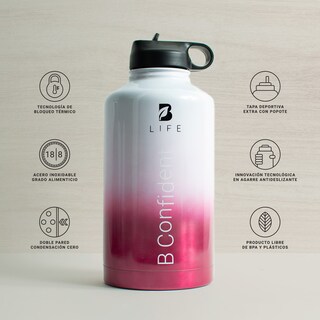 Foto 4 | Botella Térmica Rosa Mantiene Frío y Calor de Acero Inoxidable 2 L B Life