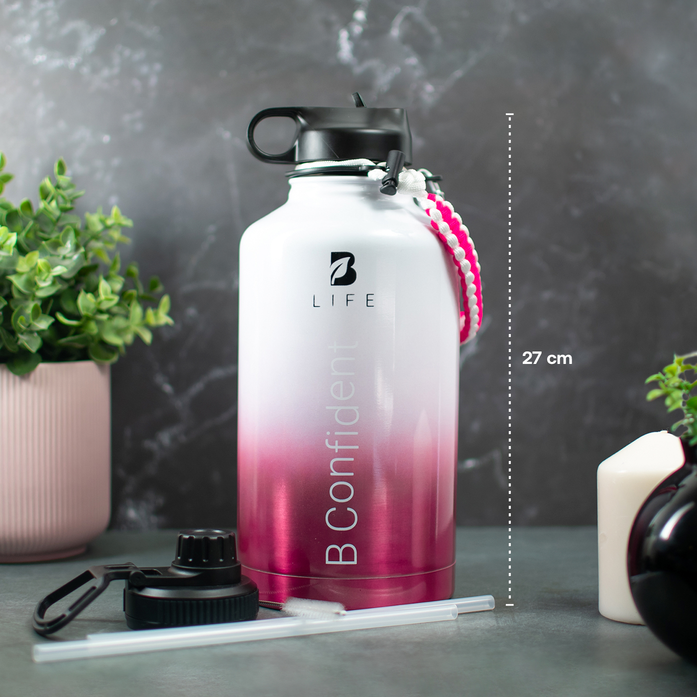 Foto 5 | Botella Térmica Rosa Mantiene Frío y Calor de Acero Inoxidable 2 L B Life