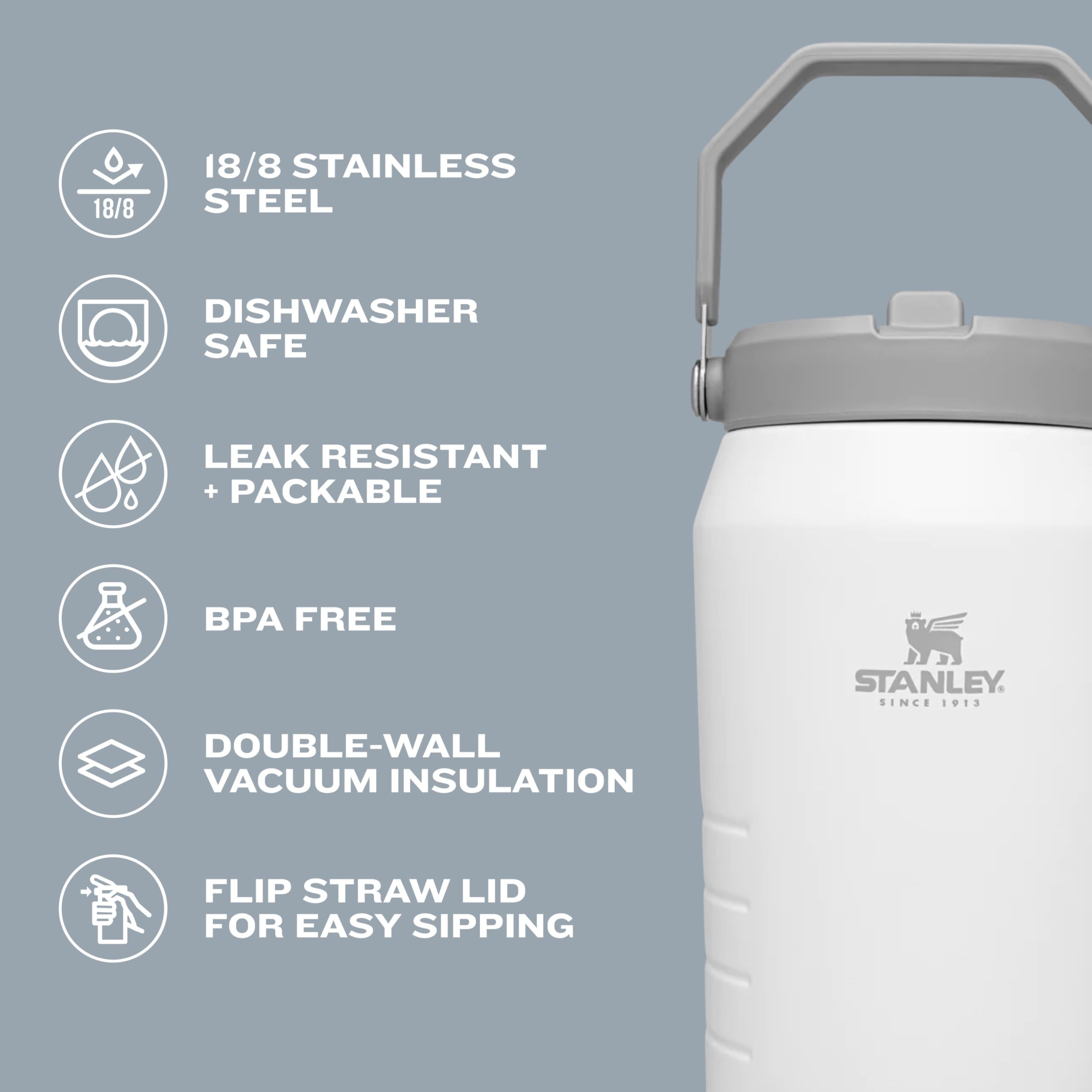 Foto 4 pulgar | Jarra De Agua Stanley Iceflow Flip Straw, 2,8 L, Acero Inoxidable Con Aislamiento - Venta Internacional.