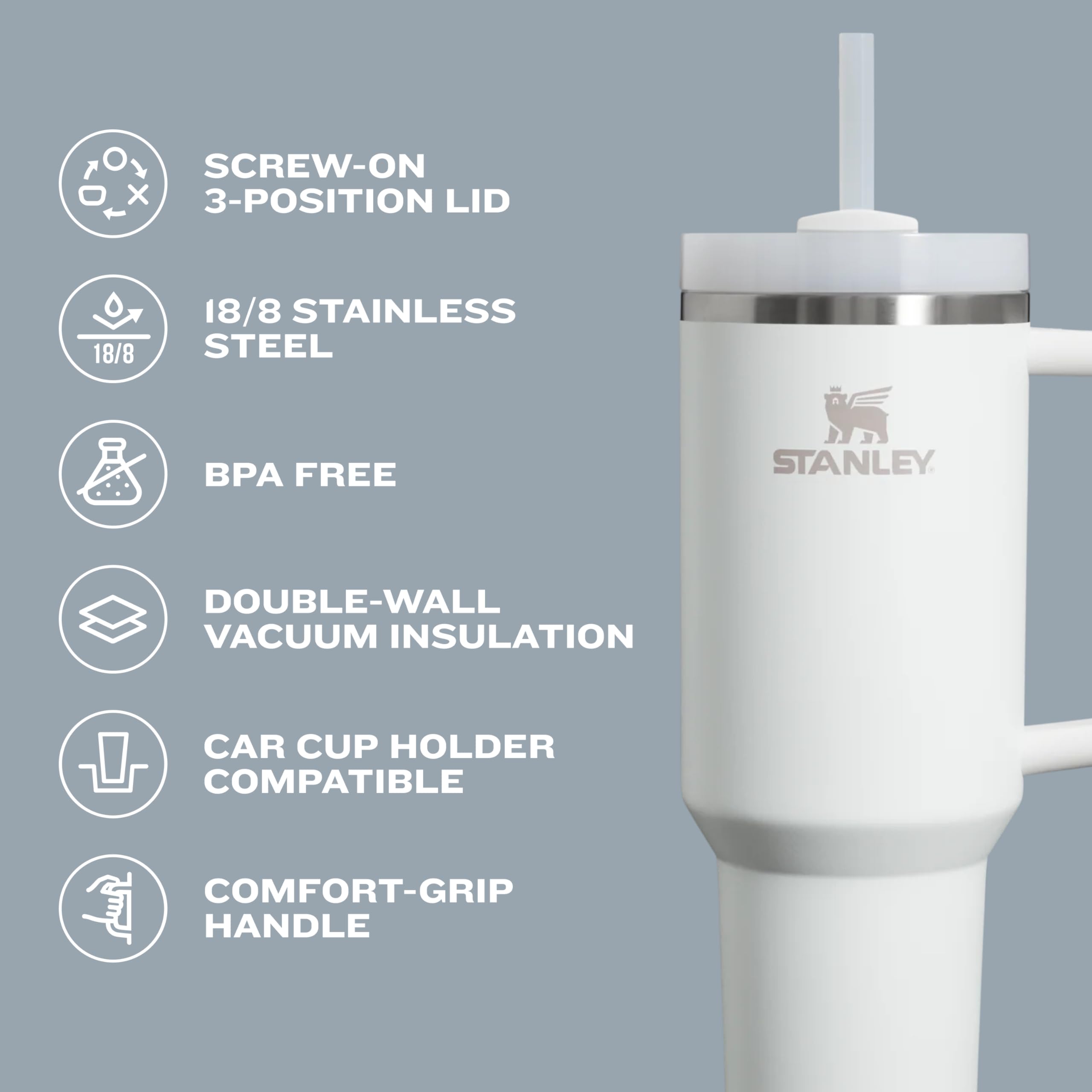 Foto 3 | Vaso Stanley Quencher H2.0 Con Mango Y Pajita, 1,18 L - Venta Internacional.
