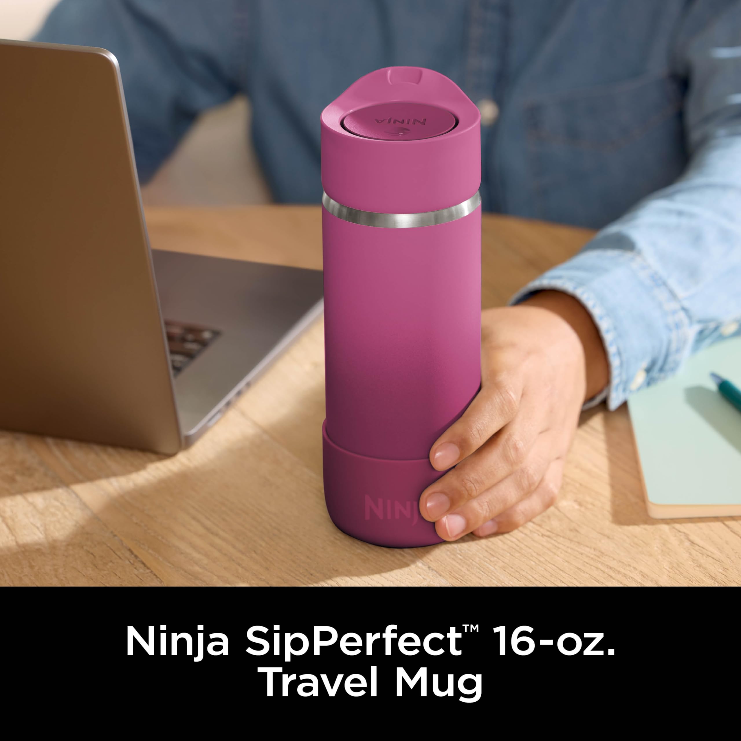 Foto 3 pulgar | Taza de Viaje Ninja Sip Perfect 473 Ml de Acero Inoxidable Rosa - Venta Internacional