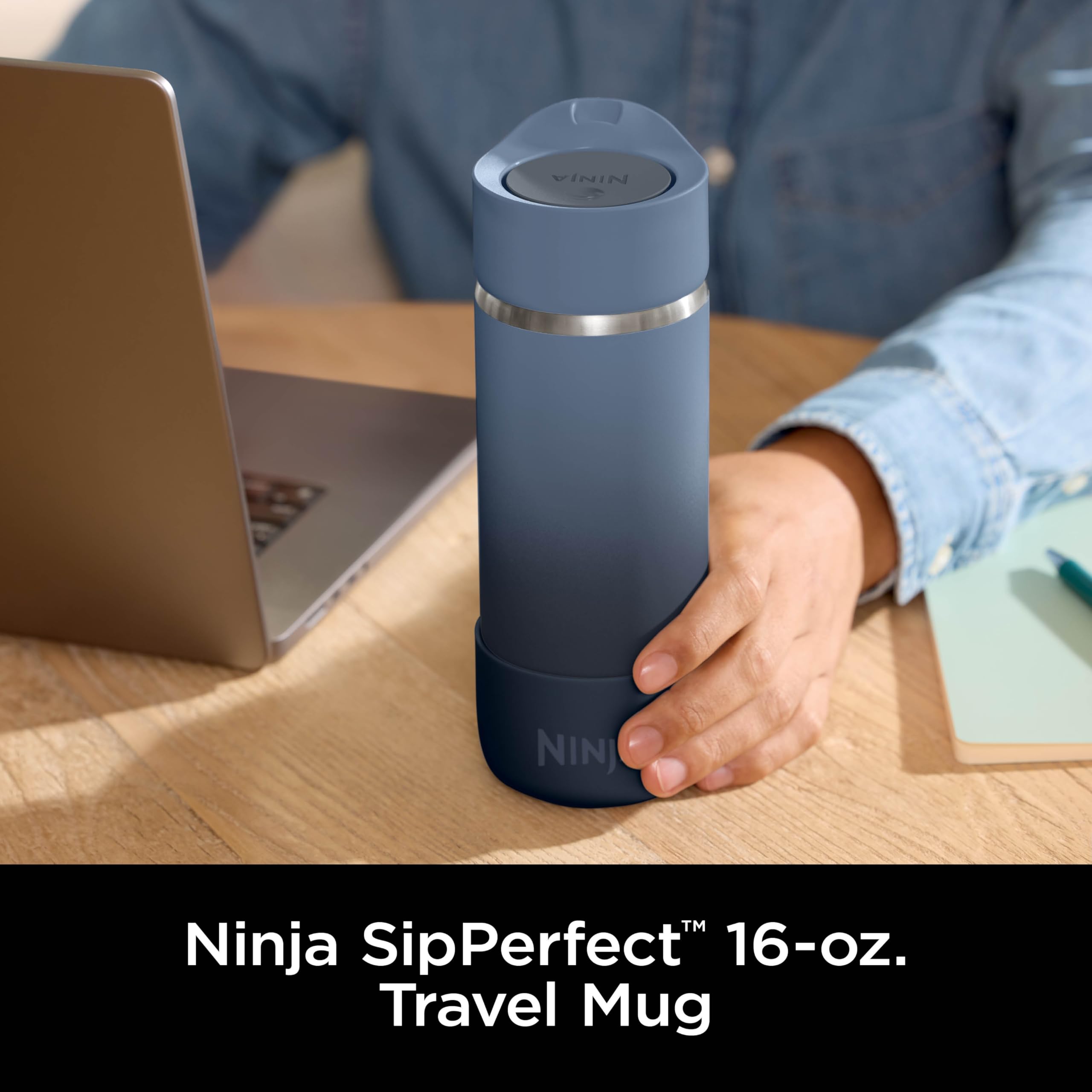 Foto 3 pulgar | Taza de Viaje Ninja Sip Perfect de Acero Inoxidable Azul Marino 473 ml - Venta Internacional