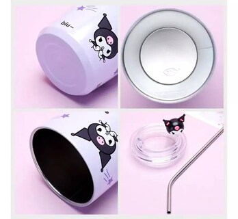 Foto 2 | Paquete 2x1 Vaso Térmico 450ml Con Popote Acero Inoxidable Diseño De Personajes De Sanrio