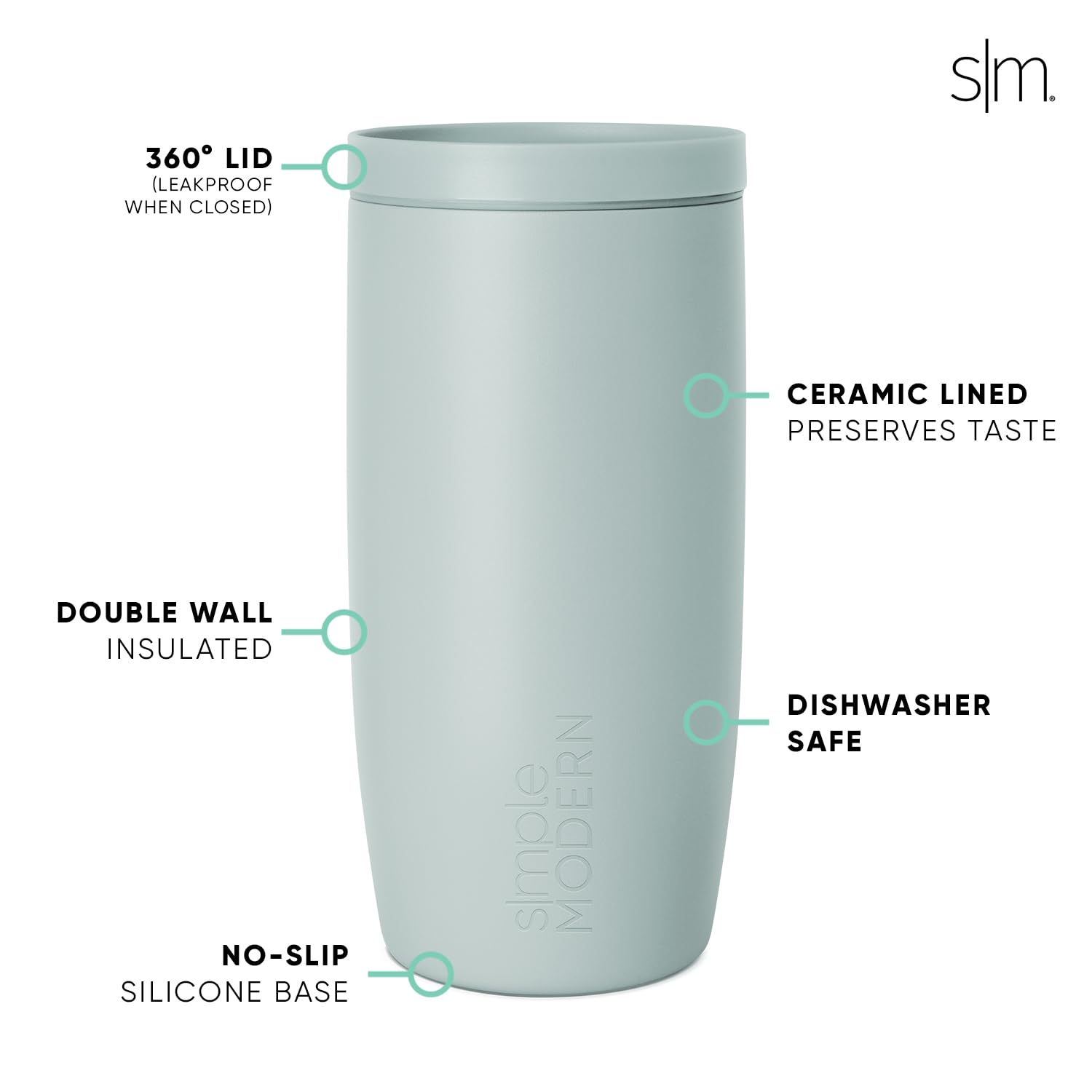 Foto 4 pulgar | Taza De Café De Viaje, Simple Y Moderna, Voyager, 480 Ml, Cristal Marino - Venta Internacional.