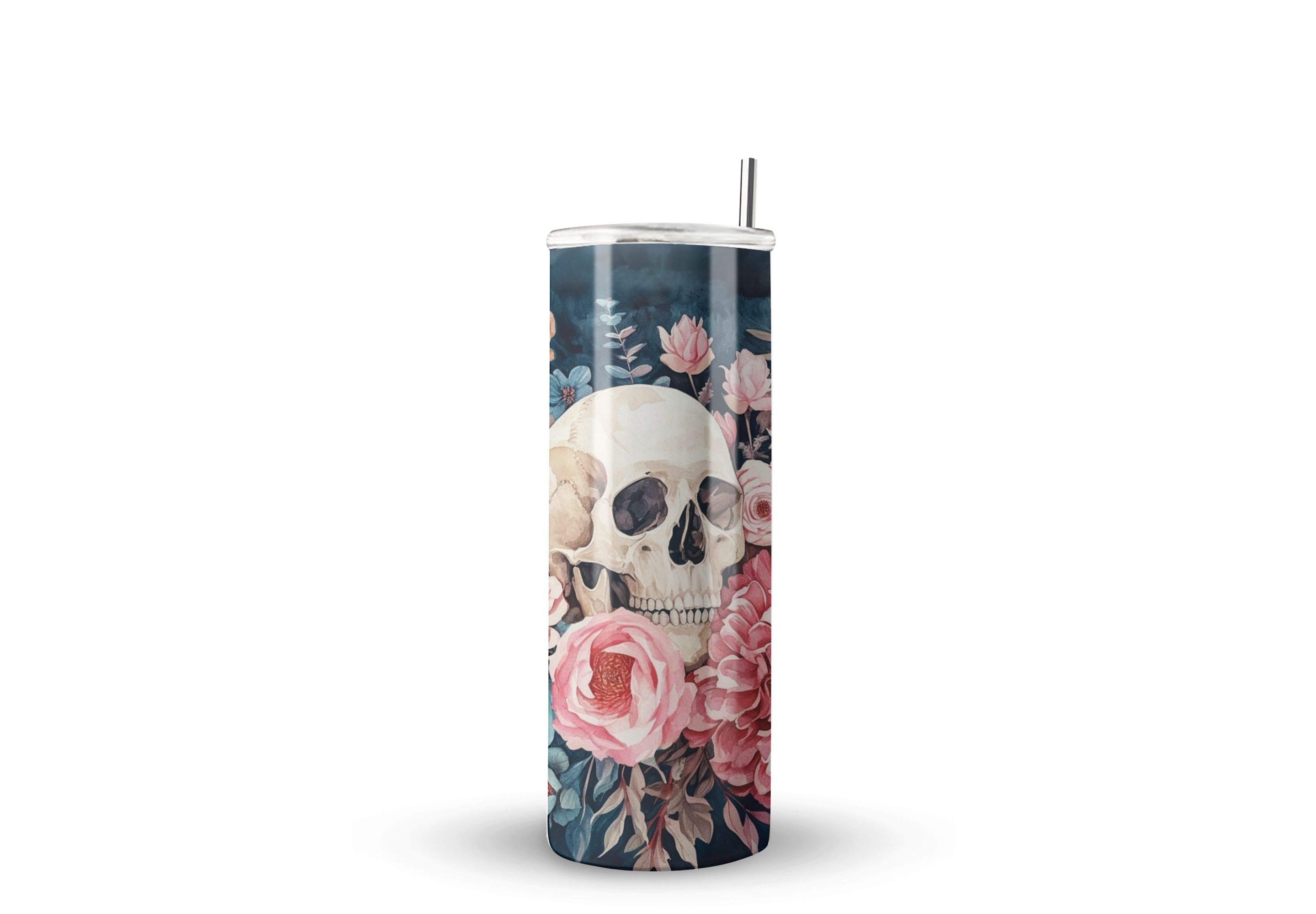 Foto 2 pulgar | Termo Skinny De Acero Popote 600ml Calavera Mod.g9