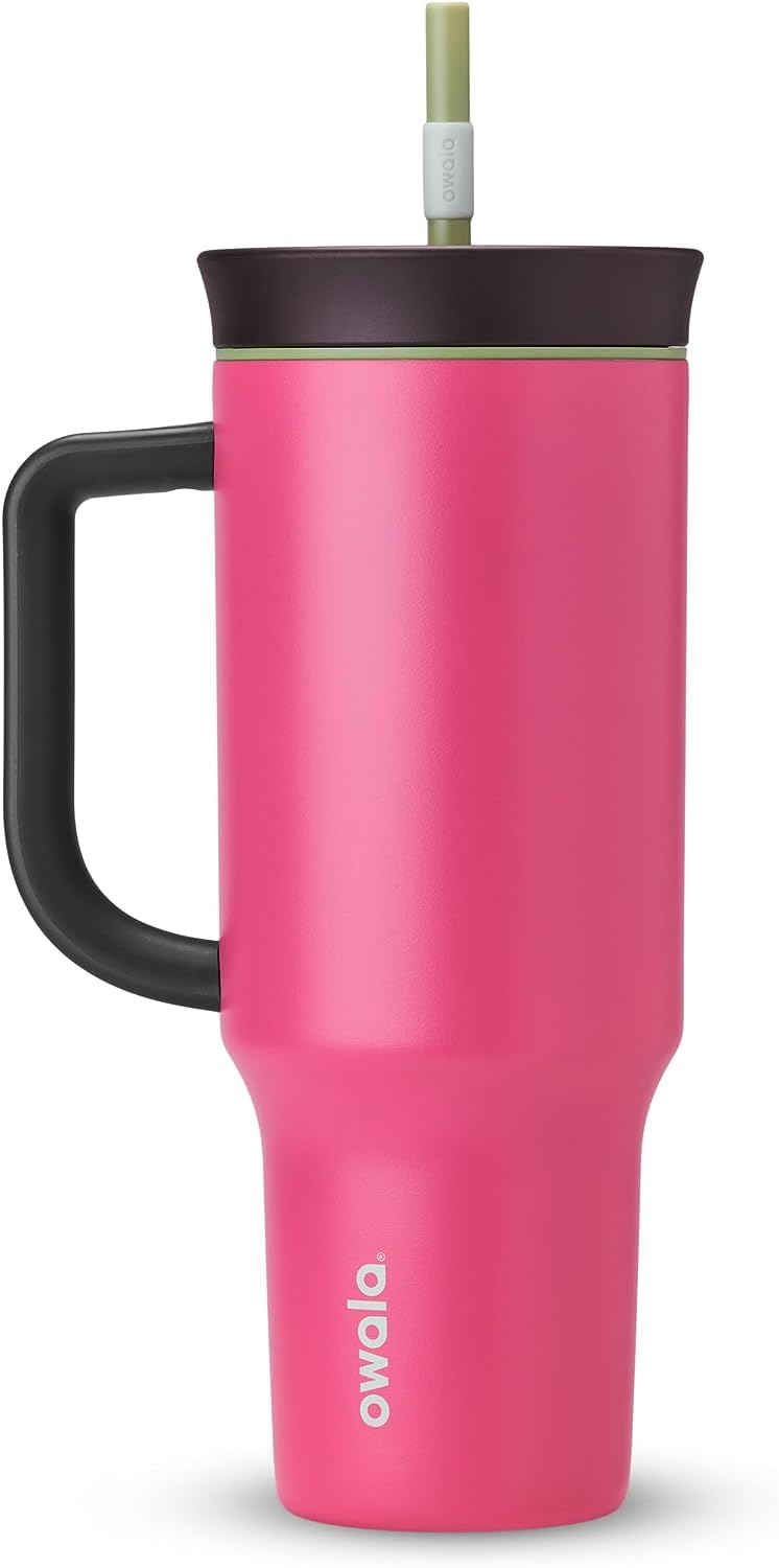 Vaso De Viaje Owala De Acero Inoxidable De 1,2 Litros Con Tapa, Color Rosa Pajizo - Venta Internacional.