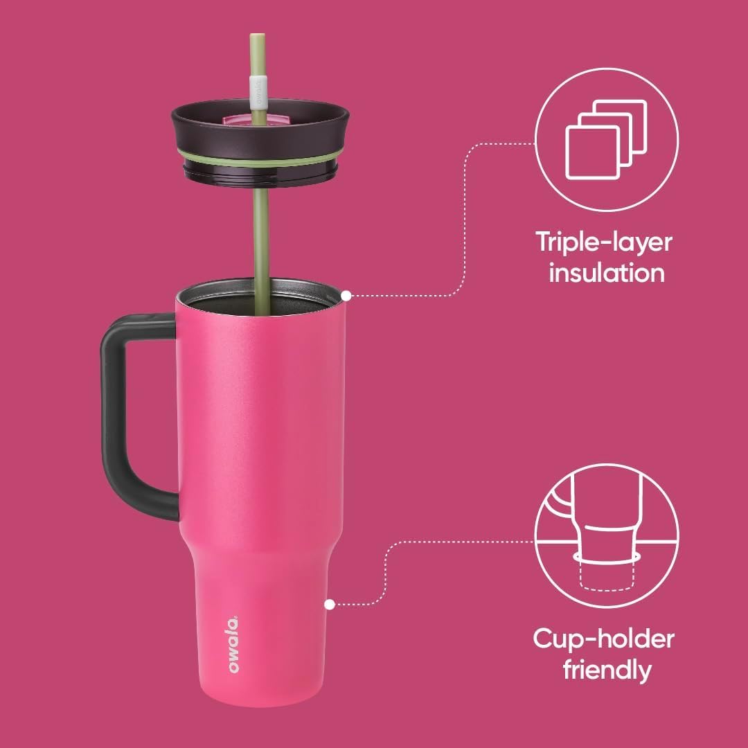 Foto 3 pulgar | Vaso De Viaje Owala De Acero Inoxidable De 1,2 Litros Con Tapa, Color Rosa Pajizo - Venta Internacional.