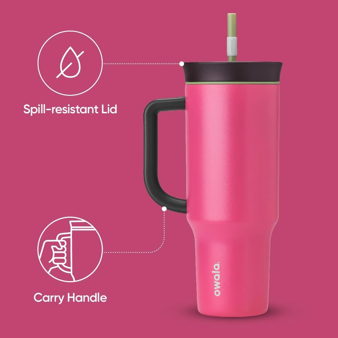 Foto 4 pulgar | Vaso De Viaje Owala De Acero Inoxidable De 1,2 Litros Con Tapa, Color Rosa Pajizo - Venta Internacional.