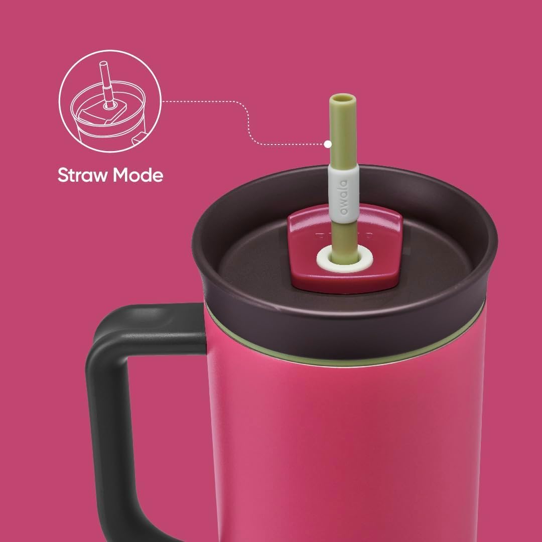 Foto 5 pulgar | Vaso De Viaje Owala De Acero Inoxidable De 1,2 Litros Con Tapa, Color Rosa Pajizo - Venta Internacional.