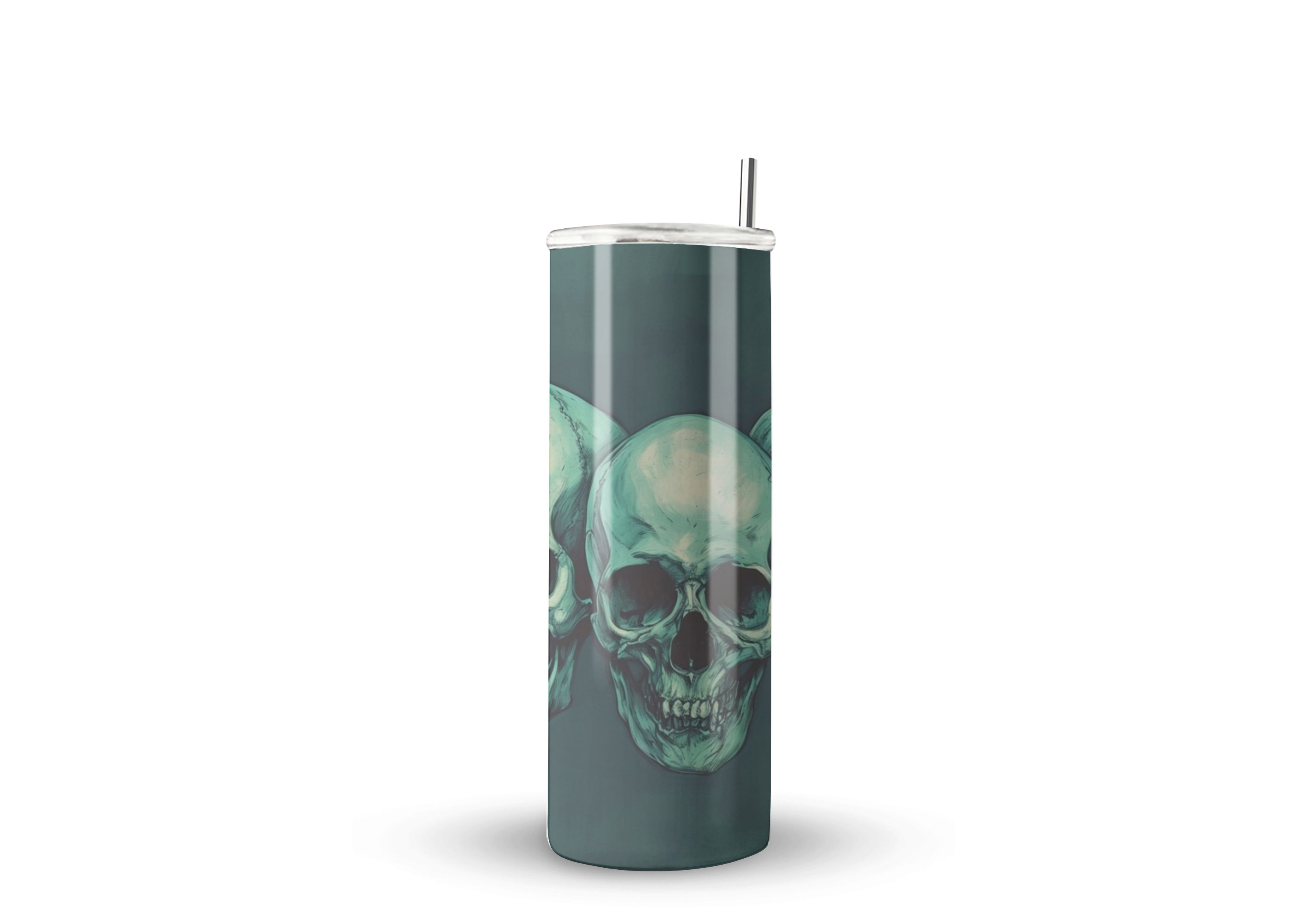 Foto 2 pulgar | Termo Skinny De Acero Popote 600ml Calavera Mod.f77