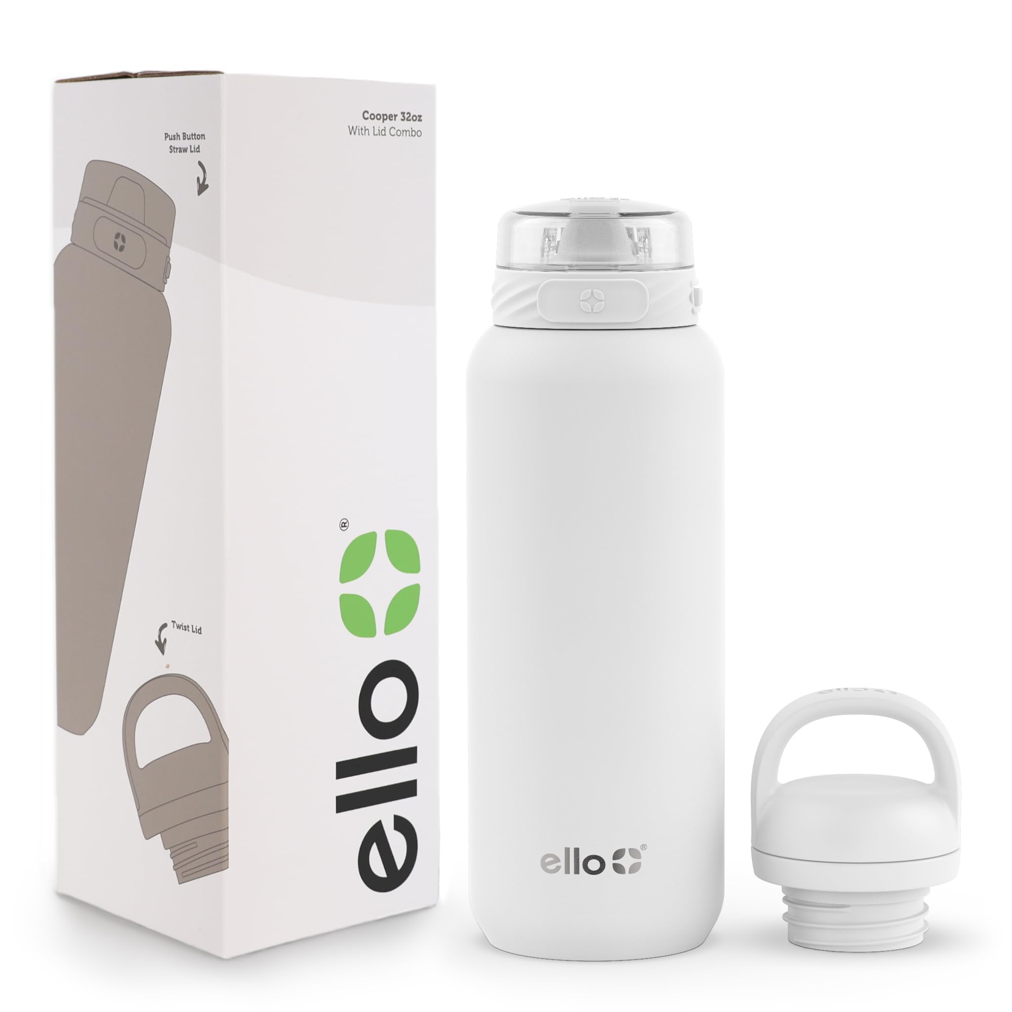 Foto 2 pulgar | Botella De Agua Ello Cooper 946ml De Acero Inoxidable Blanca - Venta Internacional.