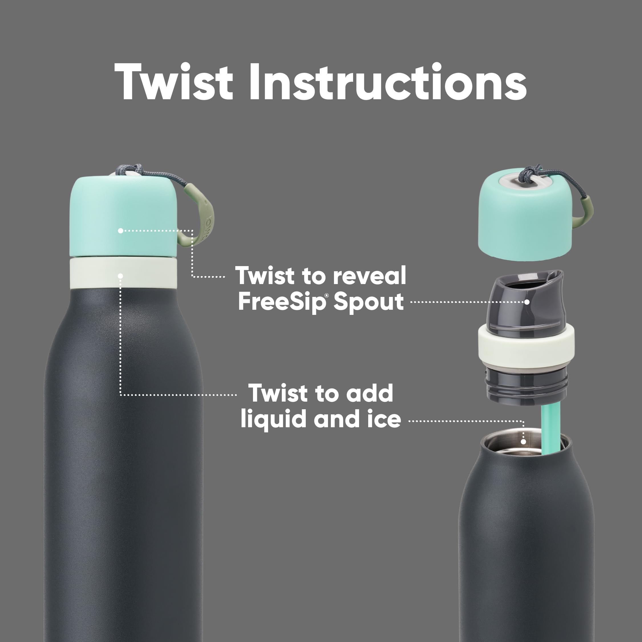 Foto 3 | Botella De Agua Owala Freesip Twist Insulated 500 Ml Azul/gris - Venta Internacional.
