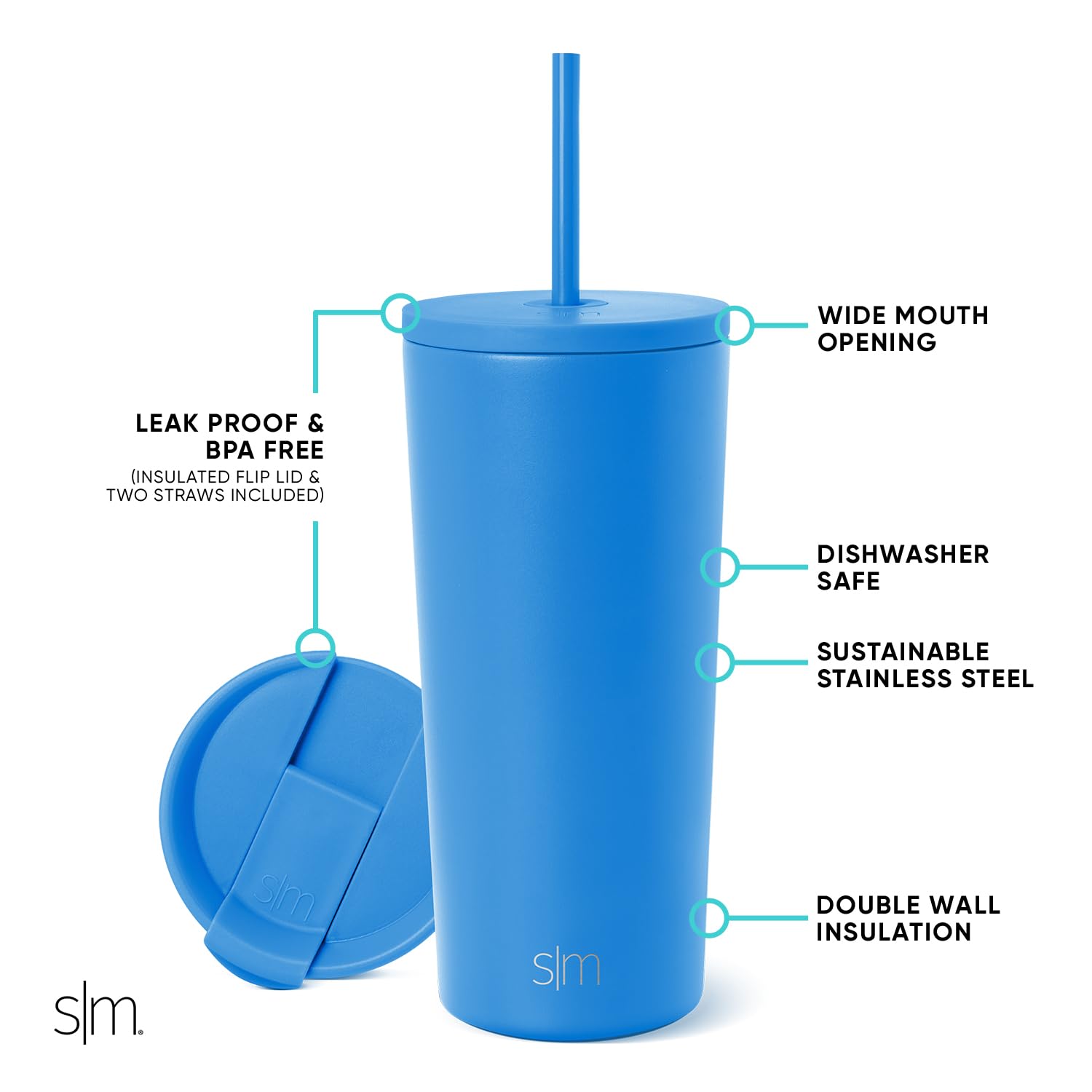 Foto 3 pulgar | Vaso Aislante Simple Modern Classic, 590 Ml, Color Azul Supersónico - Venta Internacional.