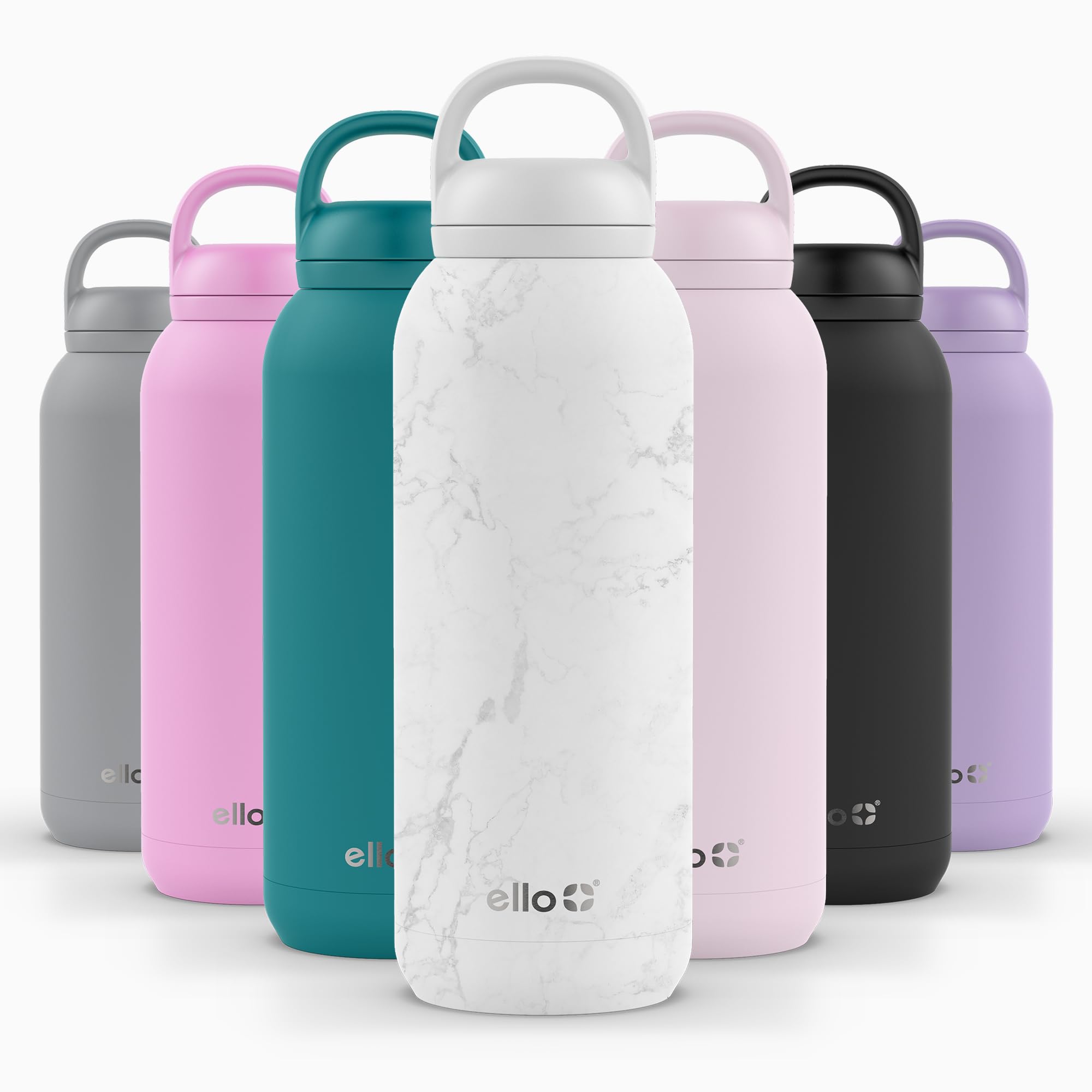 Botella De Agua Ello Cooper Twist 1.2l De Acero Inoxidable Y Mármol Blanco - Venta Internacional.