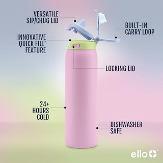 Foto 3 | Botella De Agua Ello Pop & Fill De Acero Inoxidable Rosy Skyline De 650 Ml - Venta Internacional.