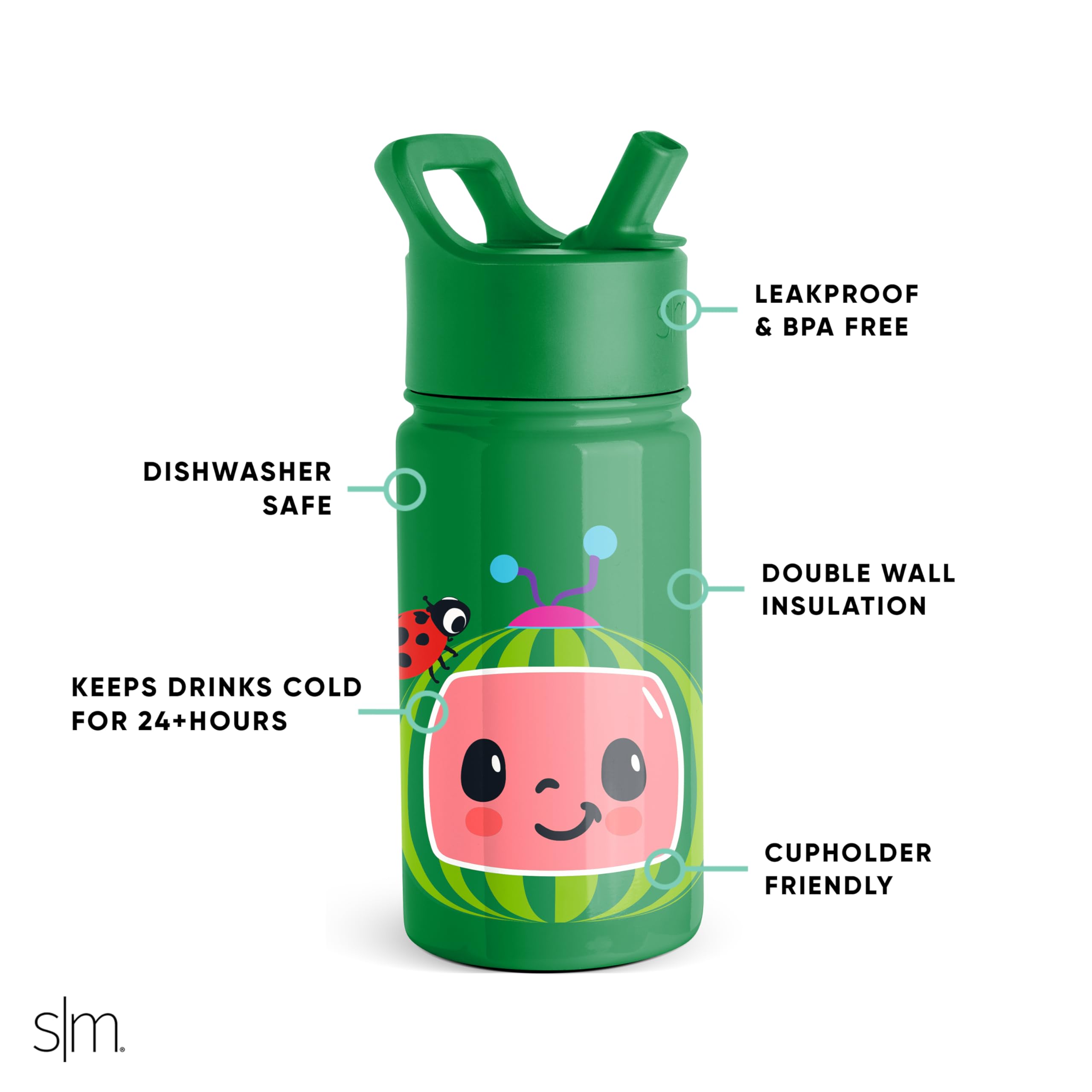 Foto 3 pulgar | Botella De Agua Simple Y Moderna Cocomelon Kids De 400 Ml Con Tapa De Pajita - Venta Internacional.