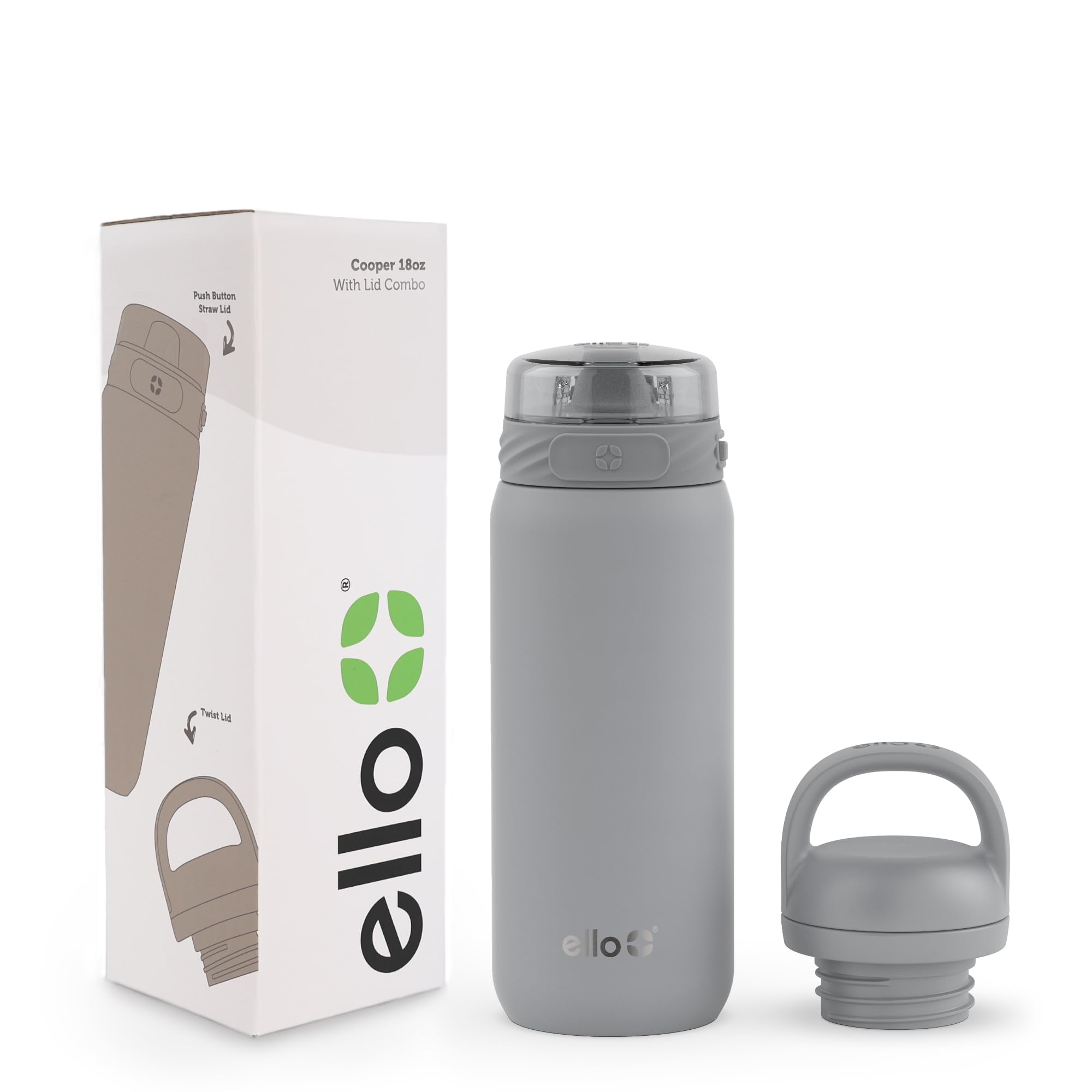 Botella De Agua Ello Cooper Kids 530 Ml De Acero Inoxidable Gris - Venta Internacional.
