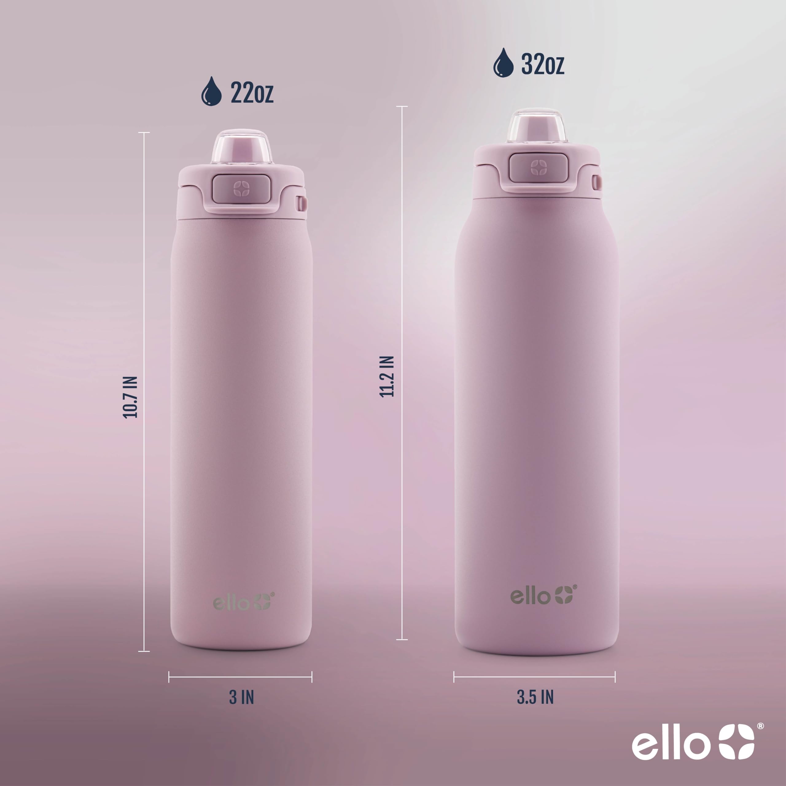 Foto 6 pulgar | Botella De Agua Ello Pop & Fill De Acero Inoxidable, 650 Ml, Color Malva - Venta Internacional.