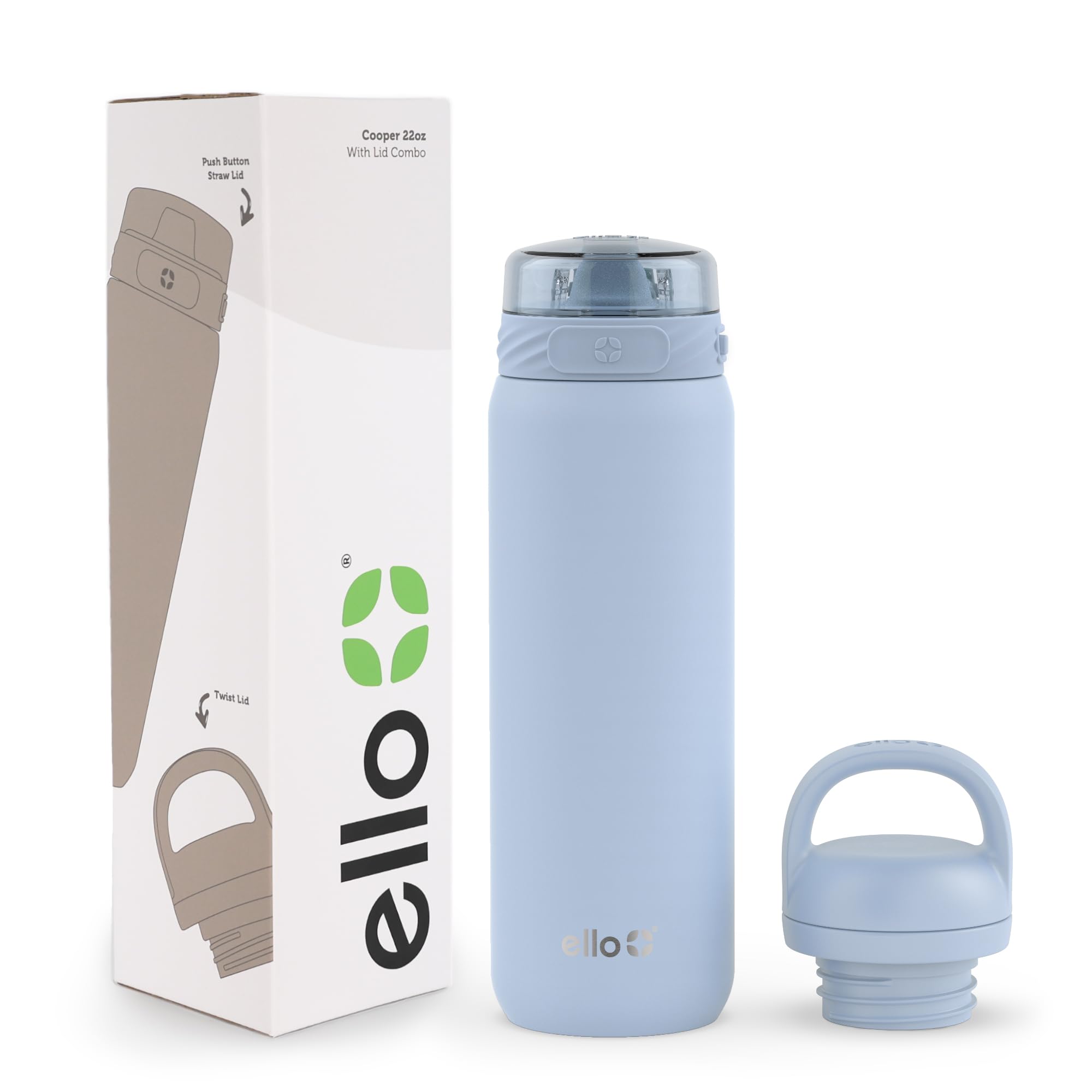 Botella De Agua Ello Cooper, 650 Ml, Acero Inoxidable, Halógena, Azul - Venta Internacional.