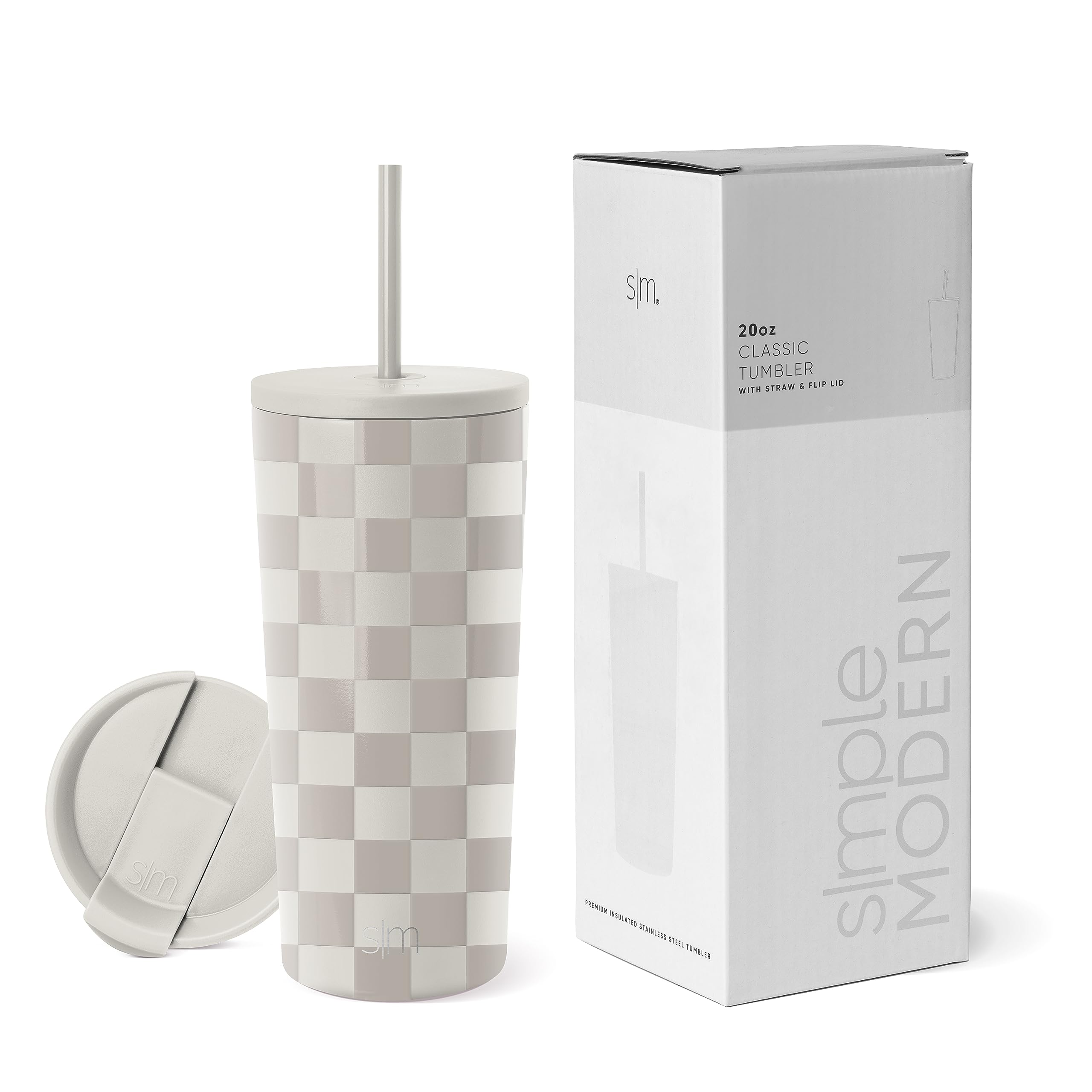 Vaso Aislante Simple Modern Checkmate De Acero Inoxidable De 590 Ml - Venta Internacional.