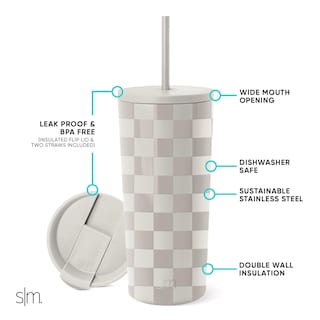Foto 2 | Vaso Aislante Simple Modern Checkmate De Acero Inoxidable De 590 Ml - Venta Internacional.