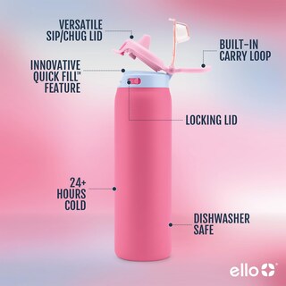 Foto 3 | Botella De Agua Ello Pop & Fill De Acero Inoxidable, 650 Ml, Color Cereza - Venta Internacional.