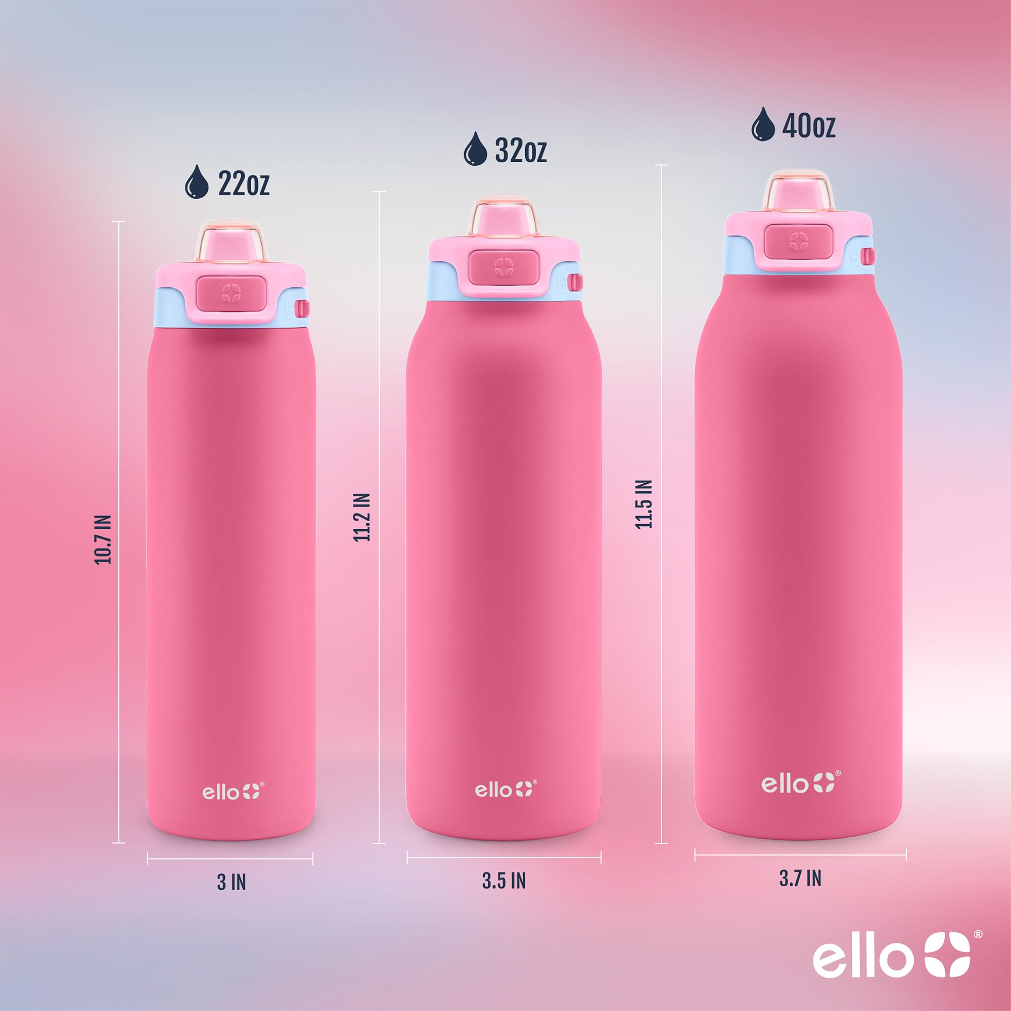 Foto 7 pulgar | Botella De Agua Ello Pop & Fill De Acero Inoxidable, 650 Ml, Color Cereza - Venta Internacional.