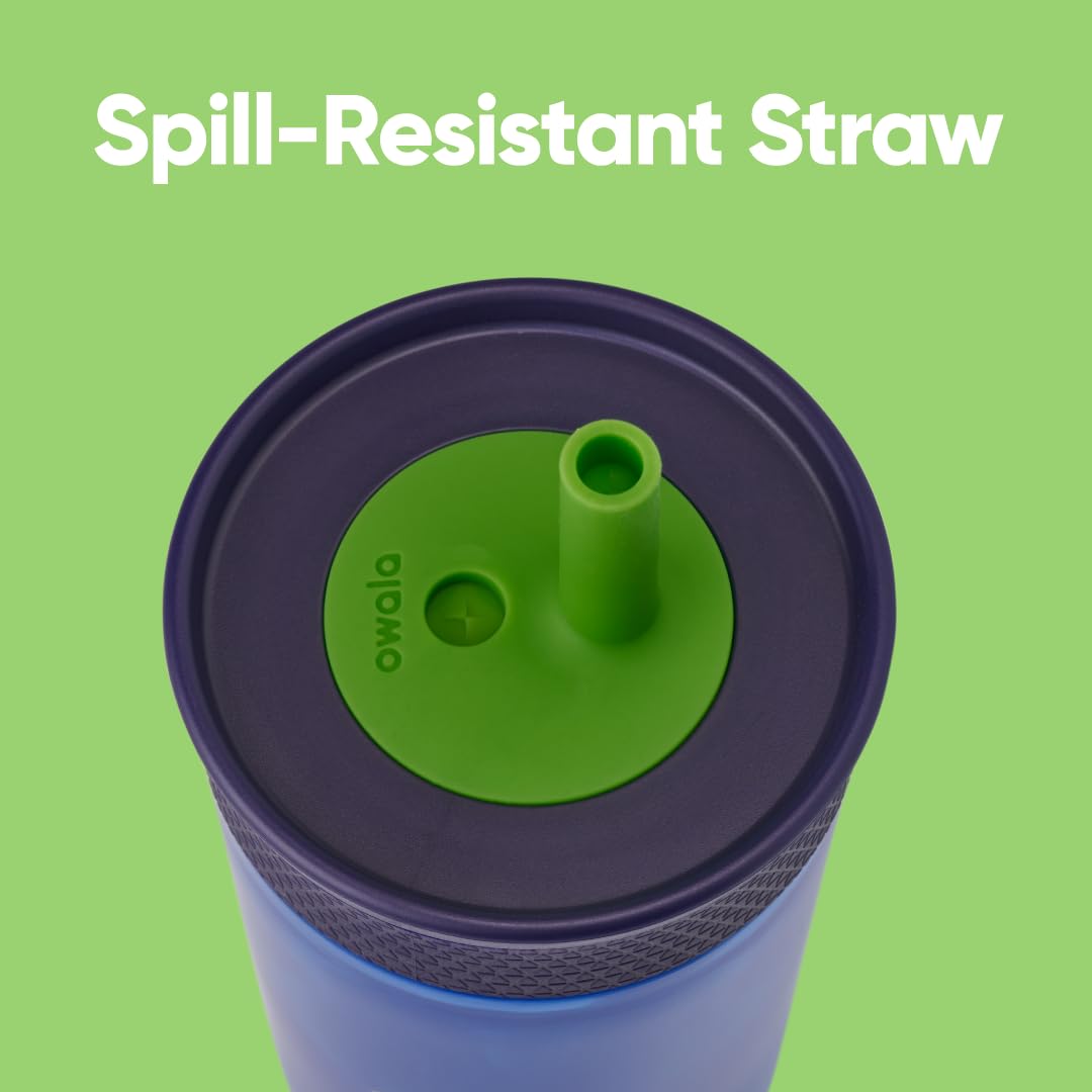 Foto 3 pulgar | Vaso Owala Kids De Plástico Sin Bpa, 450 Ml, Con Pajita, Azul Marino Y Azul - Venta Internacional.