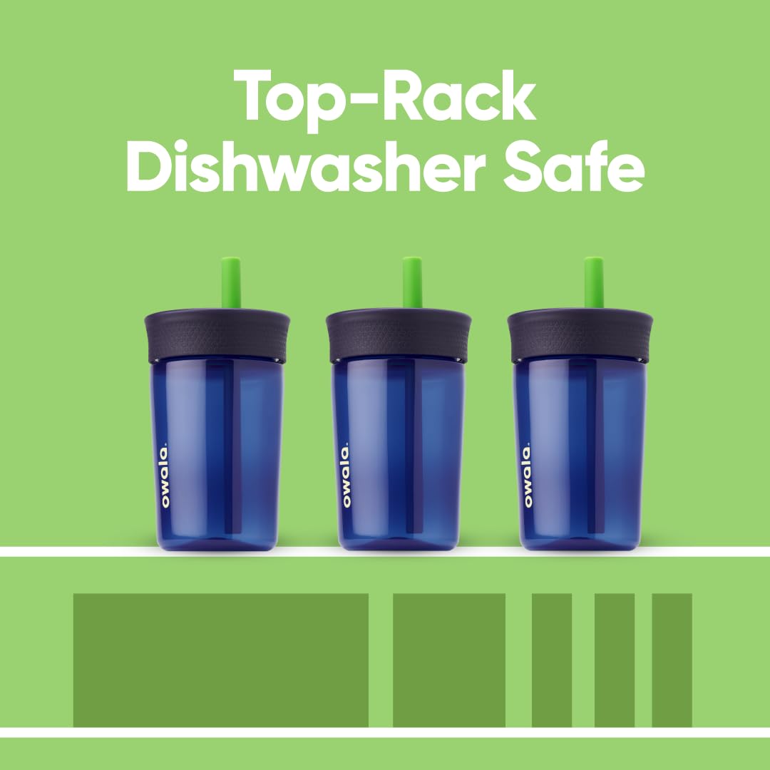 Foto 6 pulgar | Vaso Owala Kids De Plástico Sin Bpa, 450 Ml, Con Pajita, Azul Marino Y Azul - Venta Internacional.