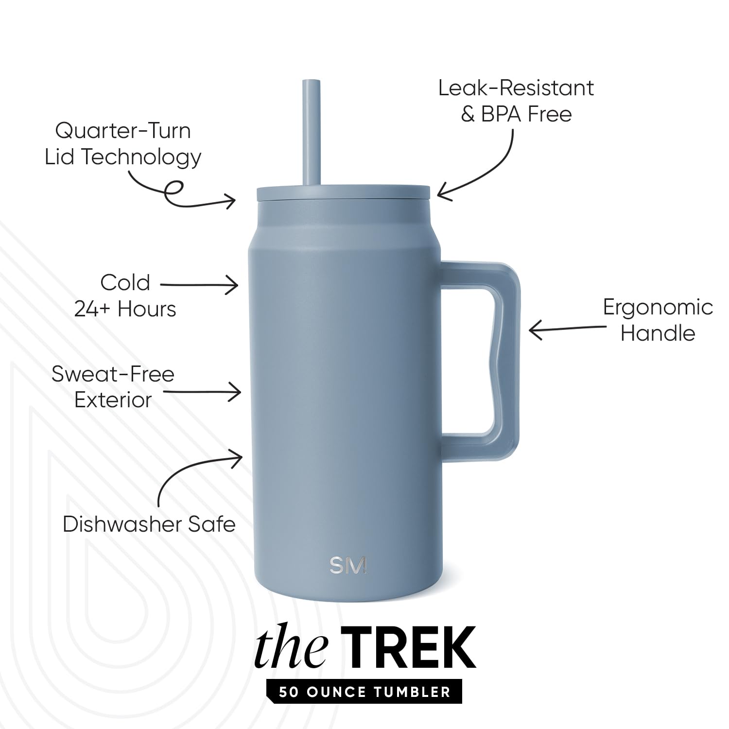 Foto 3 pulgar | Taza Simple Modern Trek De 1,5 Litros Con Asa Y Tapa Tipo Pajita, Color Azul - Venta Internacional.