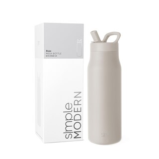 Foto 1 | Botella De Agua Simple Modern Mesa De 1 Litro Con Tapa De Pajita, Almendra Y Abedul - Venta Internacional.