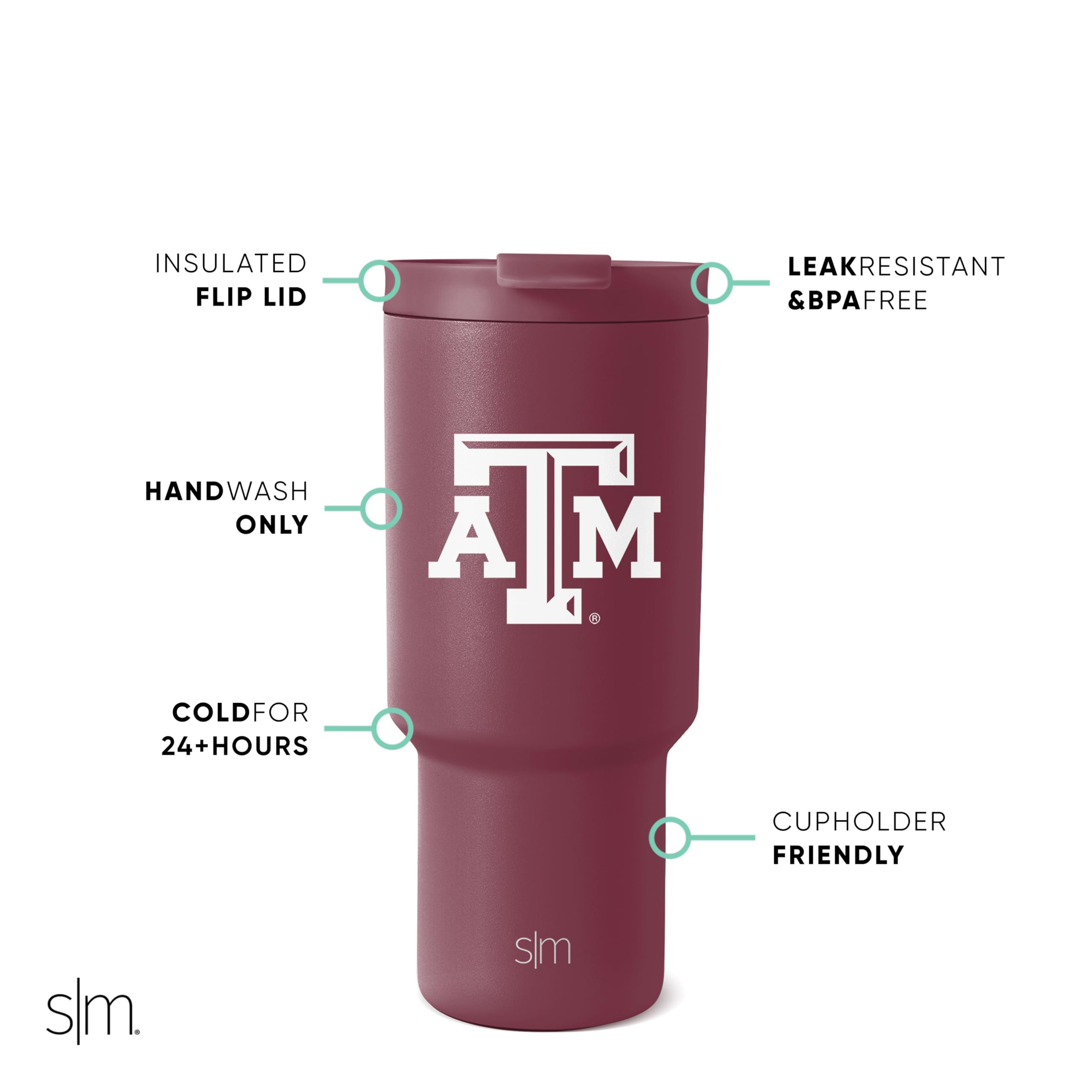 Foto 3 pulgar | Vaso Simple Modern Texas A&m Aggies Con Aislamiento De 900 Ml - Venta Internacional.