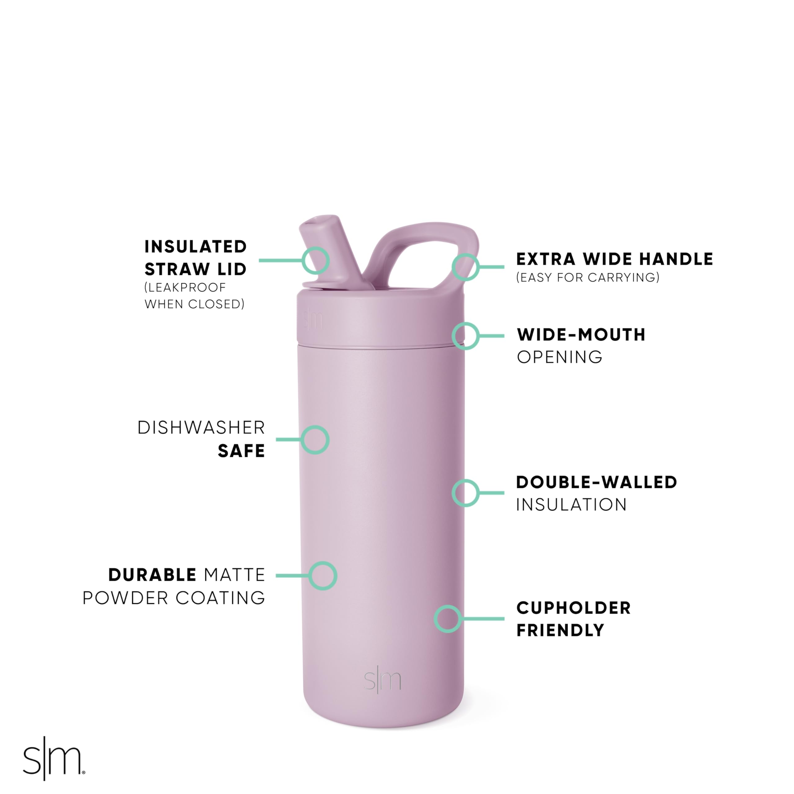 Foto 4 | Botella De Agua Simple Modern Kids Con Aislamiento De 480 Ml, Color Lavanda - Venta Internacional.