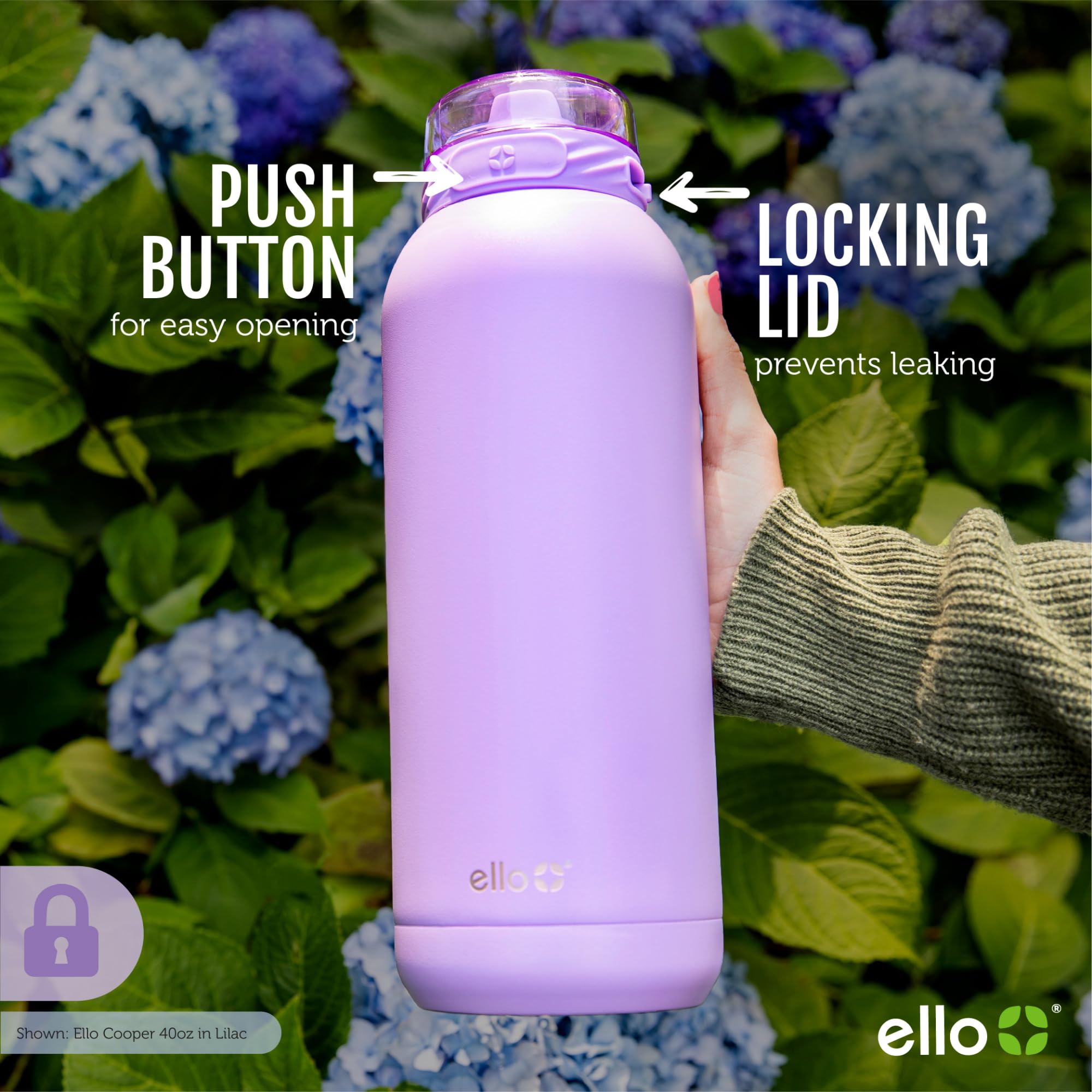 Foto 7 | Botella De Agua Ello Cooper 1.2 L De Acero Inoxidable Con Color Rosa Pajizo - Venta Internacional.