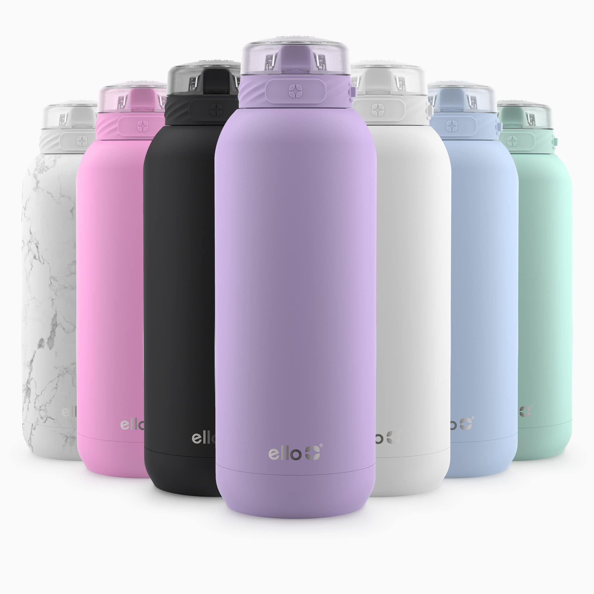 Botella De Agua Ello Cooper De Acero Inoxidable, 1,2 L, Color Lila Con Pajita - Venta Internacional.