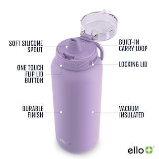 Foto 3 | Botella De Agua Ello Cooper De Acero Inoxidable, 1,2 L, Color Lila Con Pajita - Venta Internacional.