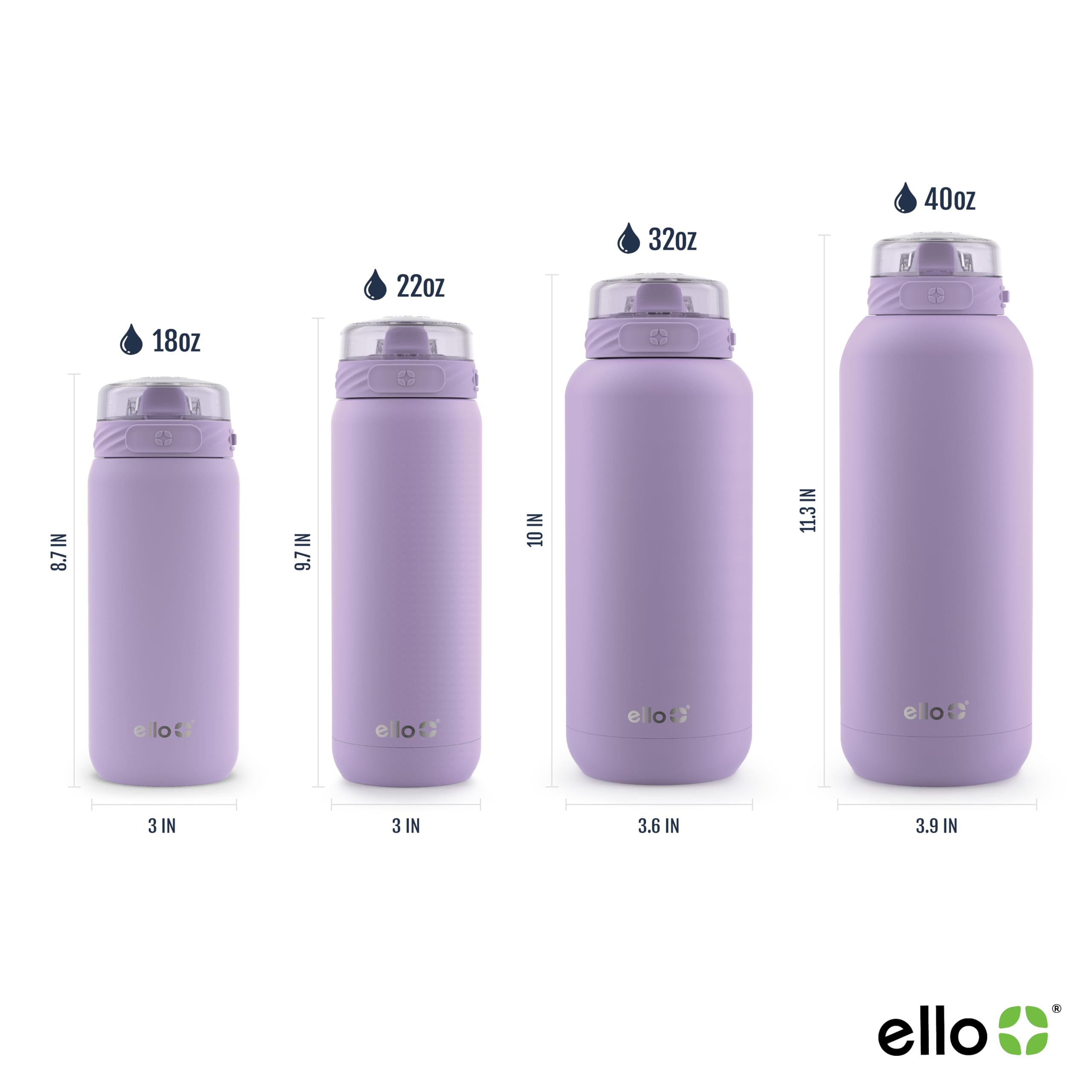 Foto 5 pulgar | Botella De Agua Ello Cooper De Acero Inoxidable, 1,2 L, Color Lila Con Pajita - Venta Internacional.