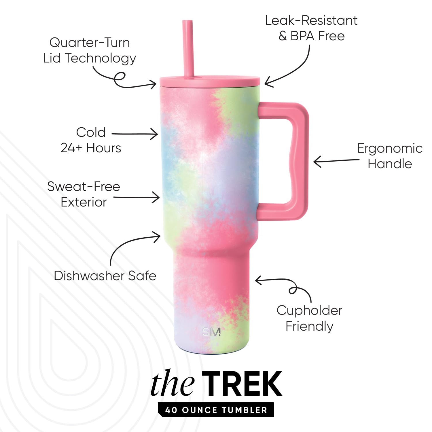 Foto 3 pulgar | Vaso Simple Modern Trek De 1,2 L Con Asa Y Tapa Con Pajita Ss - Venta Internacional.